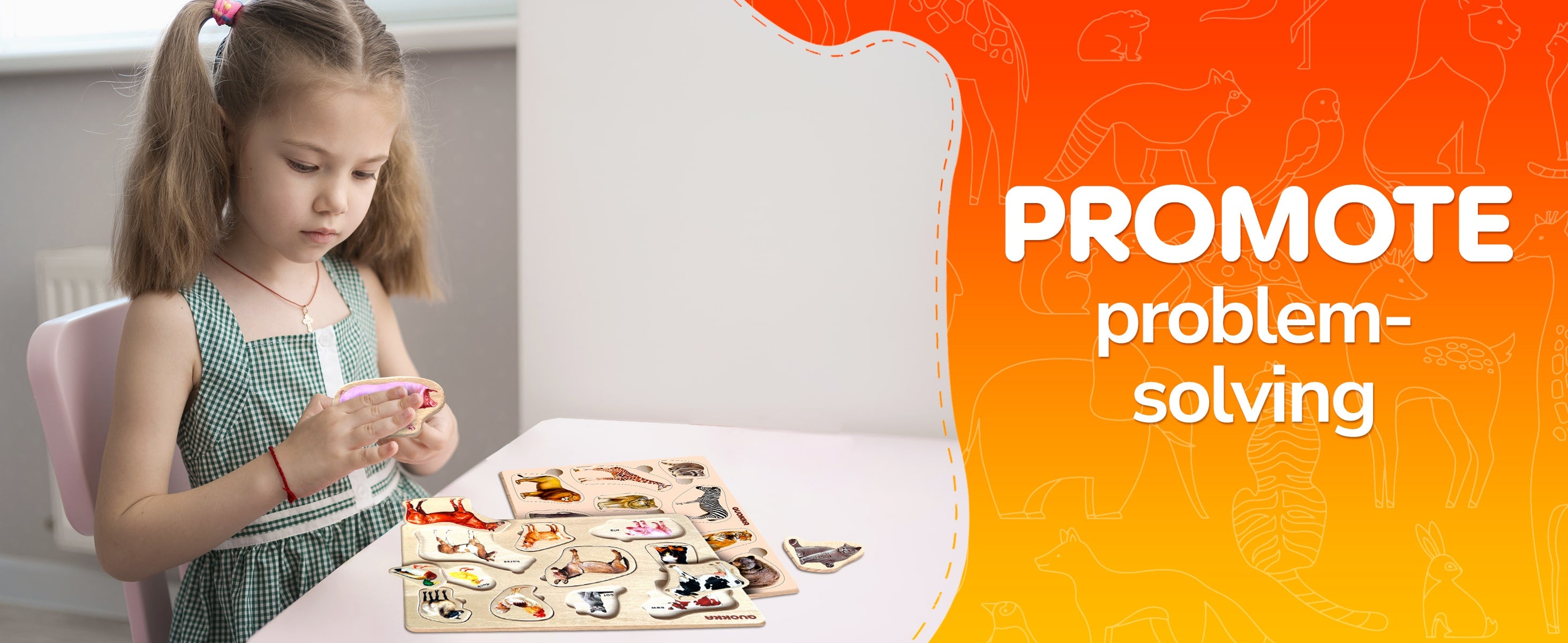 animal wood puzzles for kids 1-3