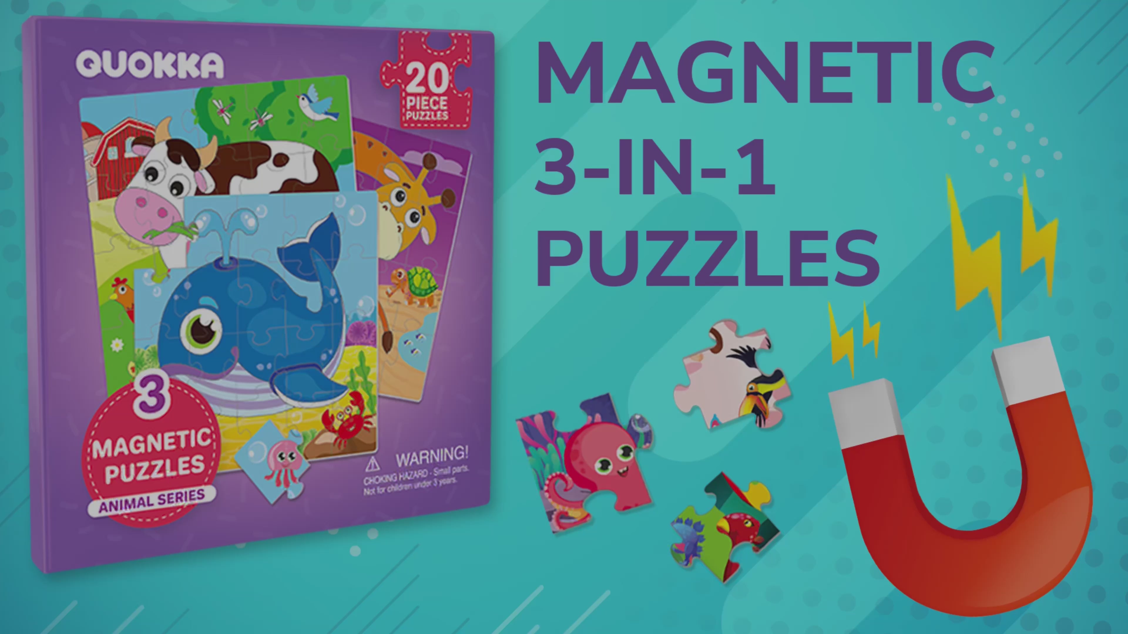 Magnetic Book 20 Piece Puzzles for Kids