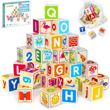Load image into Gallery viewer, ABC Numbers Preschool Block Puzzles
