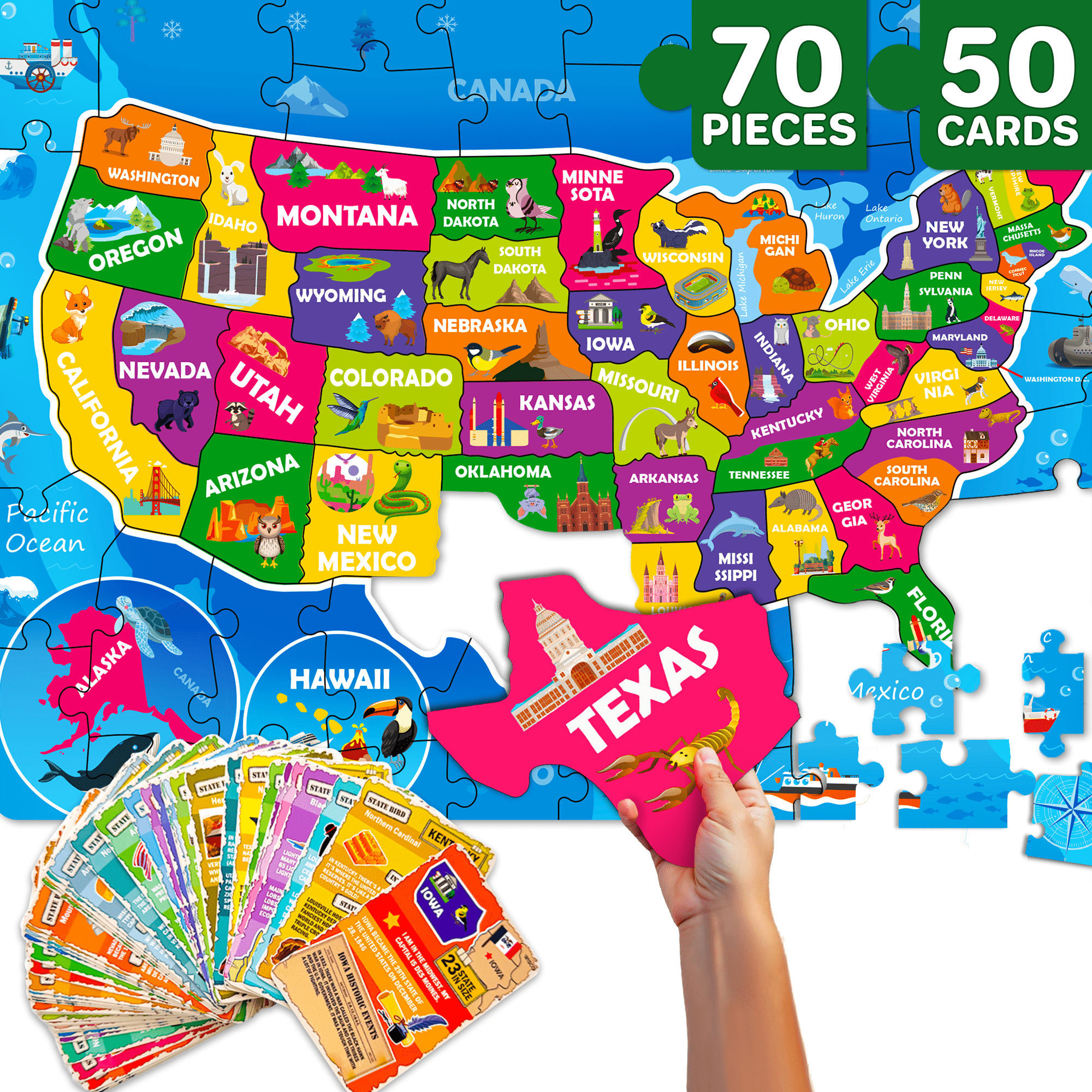 70 Piece Jigsaw Puzzles 50 Cards For Kids | USA