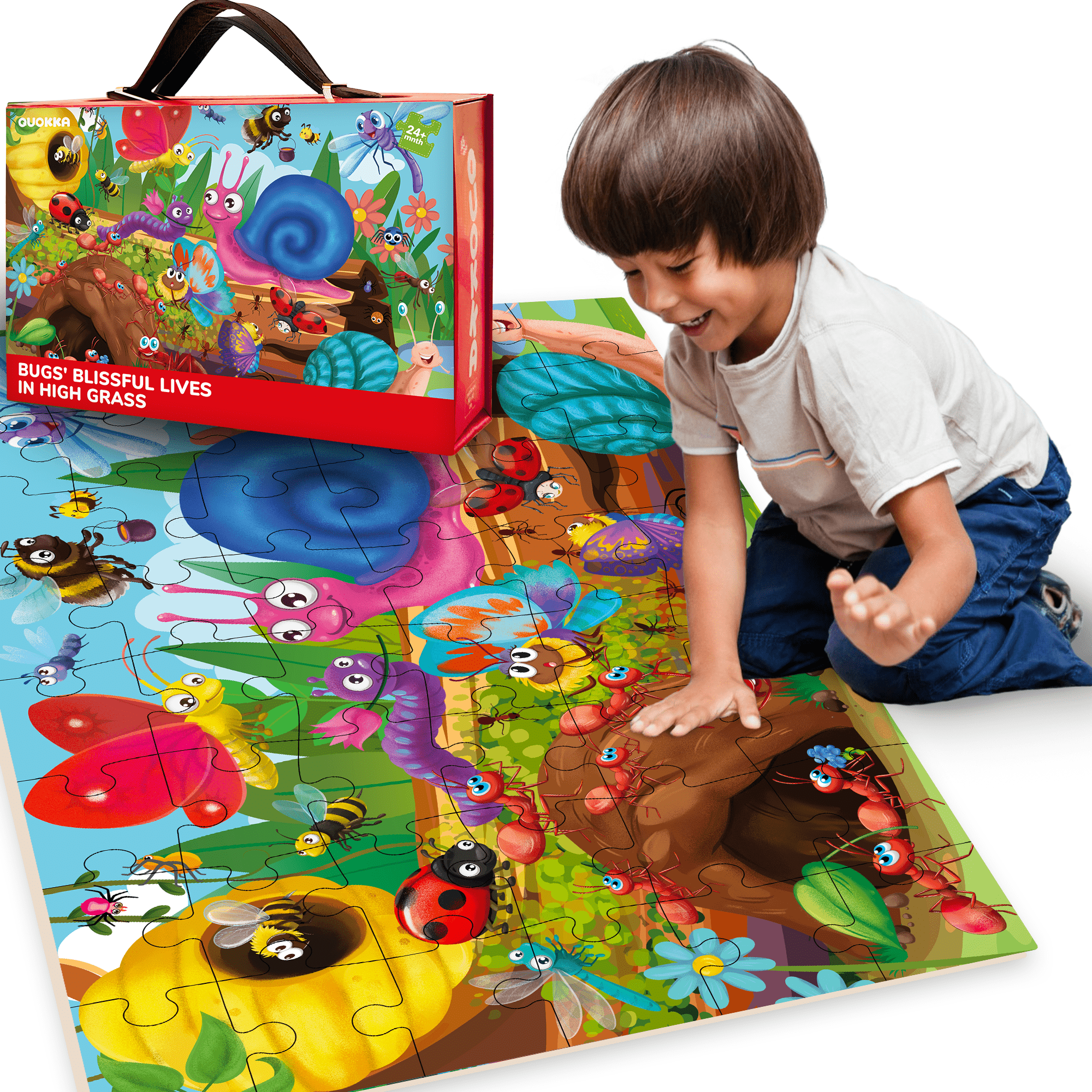 QUOKKA 2x3 FT Giant Floor Puzzles for Kids Ages 4-6 Bugs