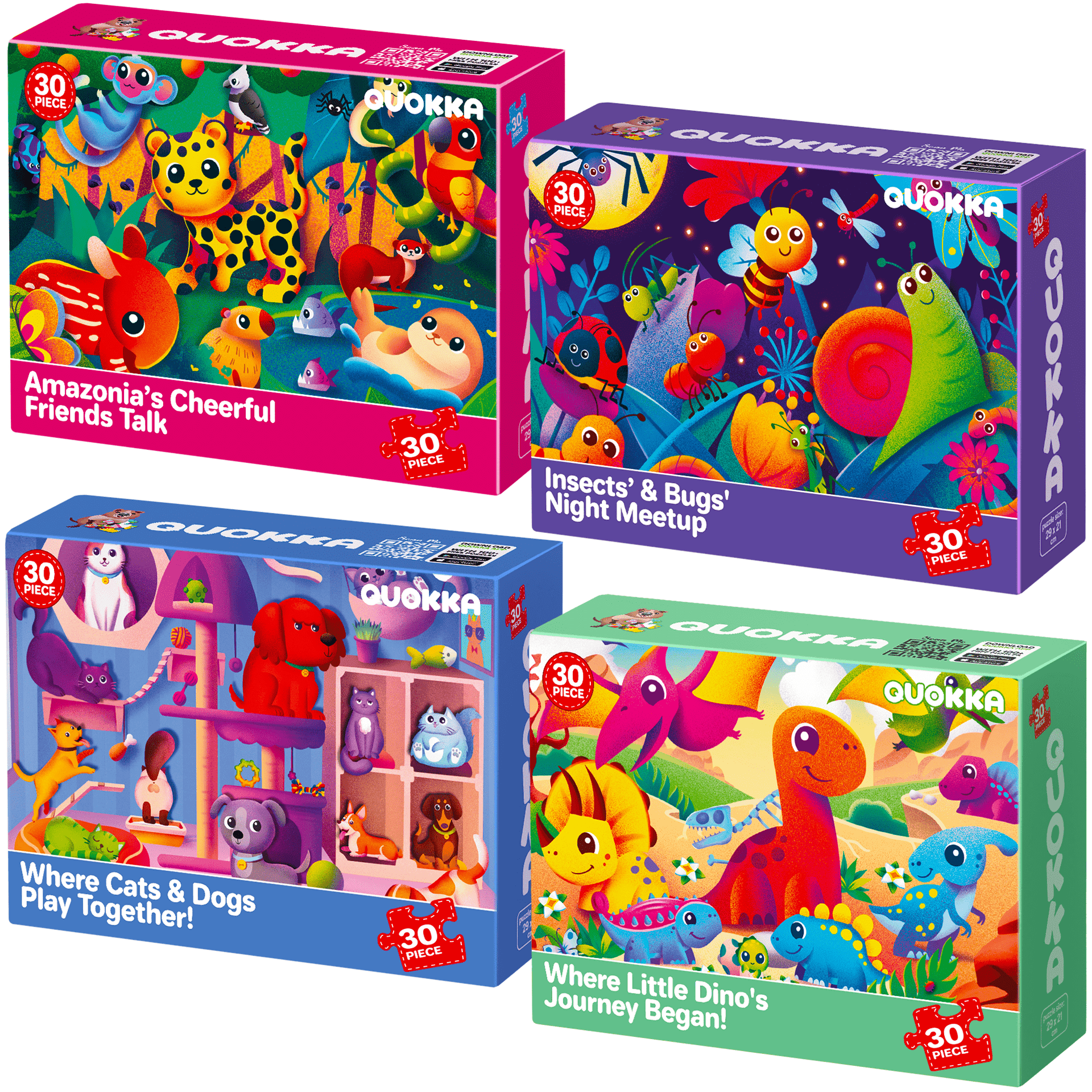 30 Pieces Puzzles for Kids | Dinosaur, Bugs & Animals