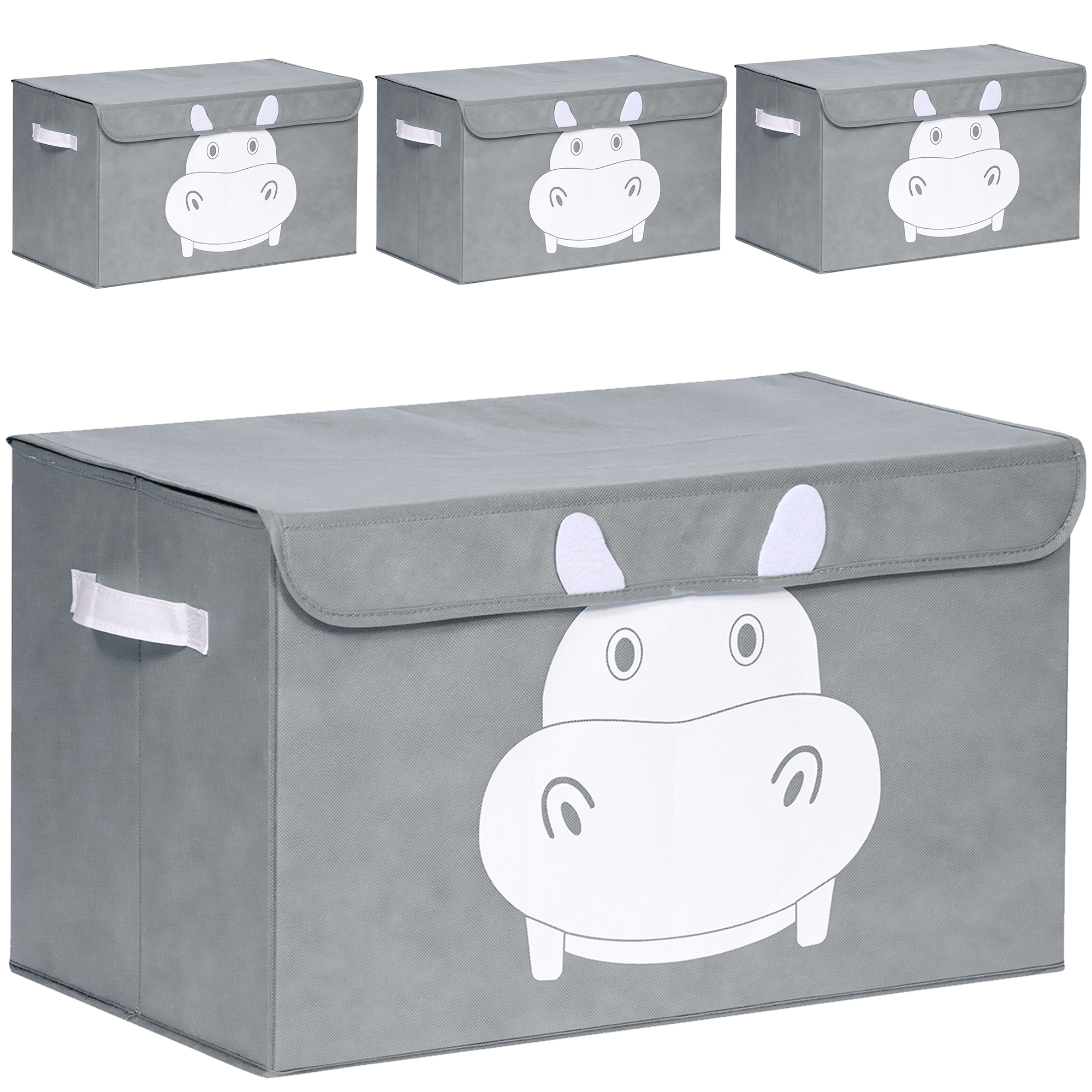 QUOKKA Hippo Toy Storage Box | 4 Set Toy Chest Organizer for Kids