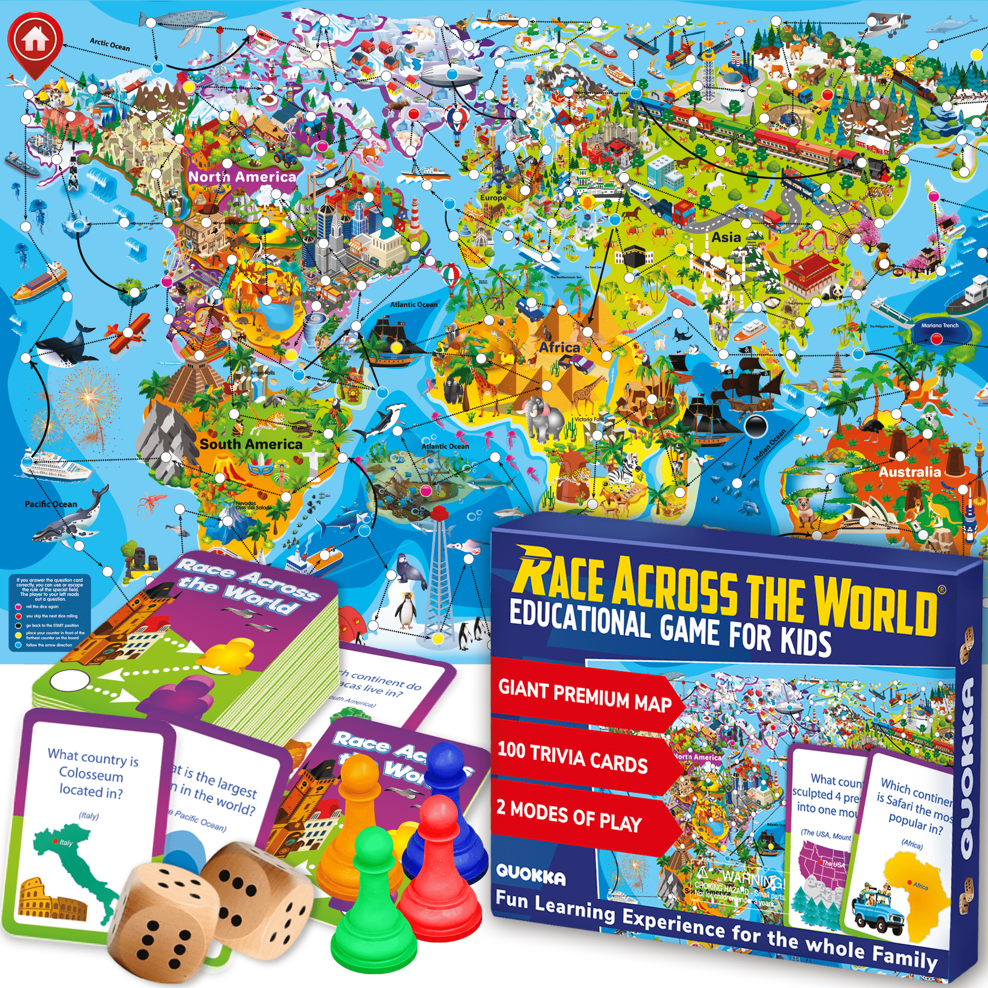 Jigsaw Puzzles Games for Kids 100 Pcs World Map & Space - Quokka