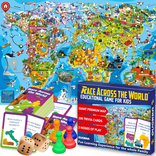 Board Game Race Across the World for Kids & Adults