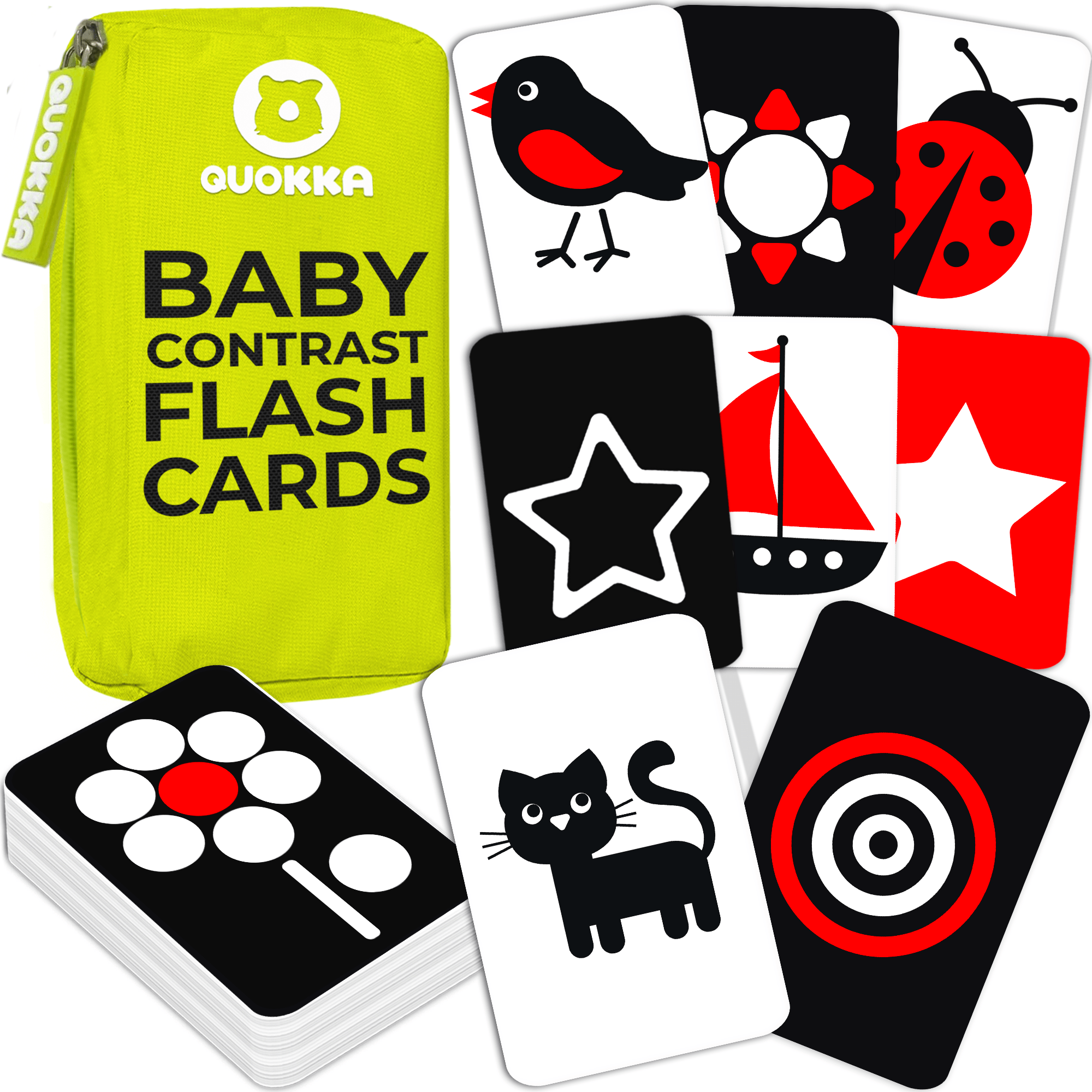 60 Contrast Baby Flash Cards | Colors, Animals, Geometric Shapes & Household Items