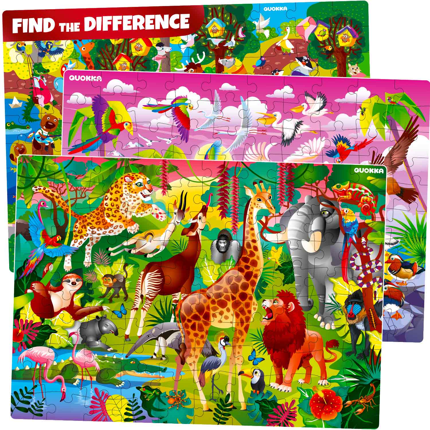 100PcsPuzzlesforKids|WildAnimals,Floral