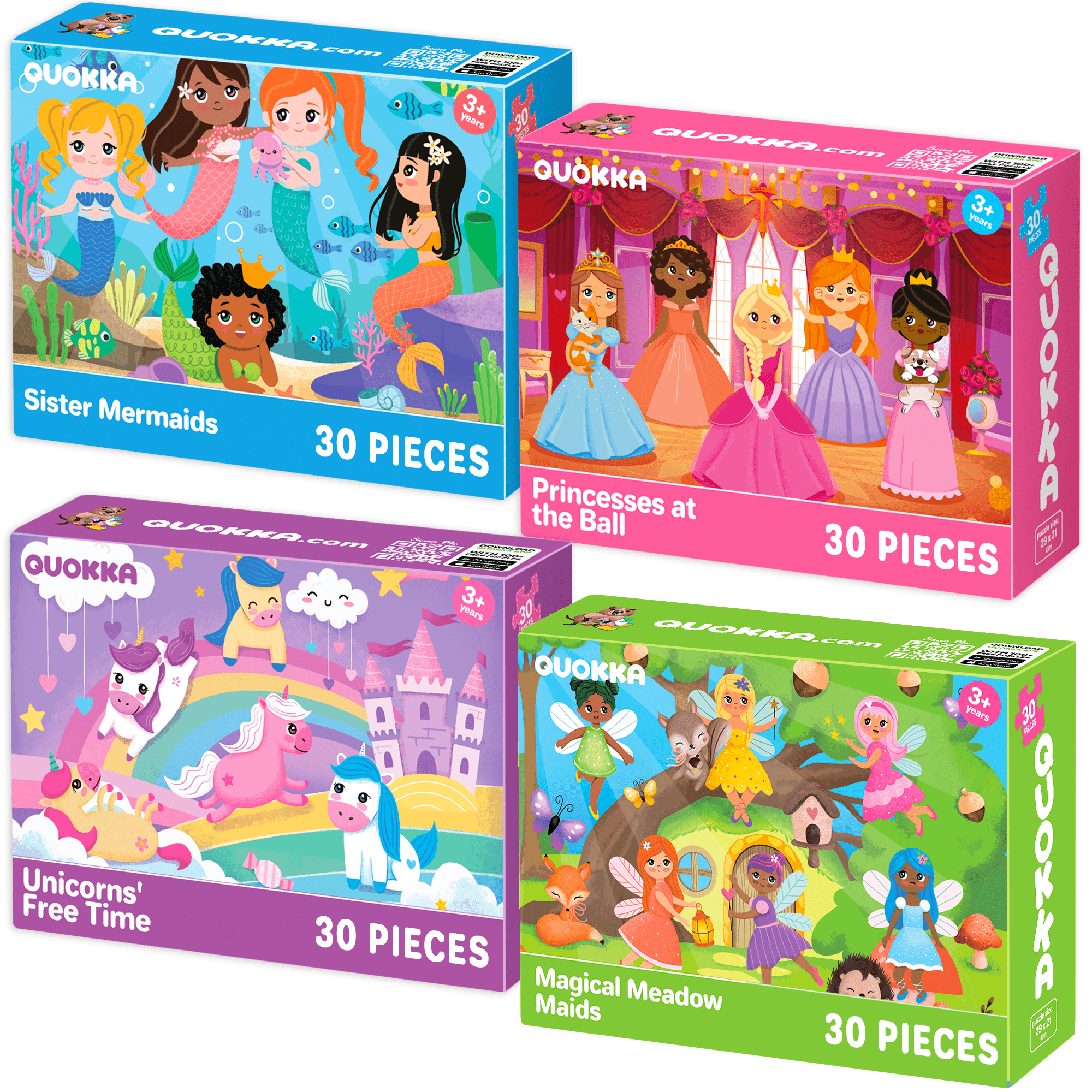 30 Pieces Puzzles for Kids Meadow Girls, Mermaids & Princess