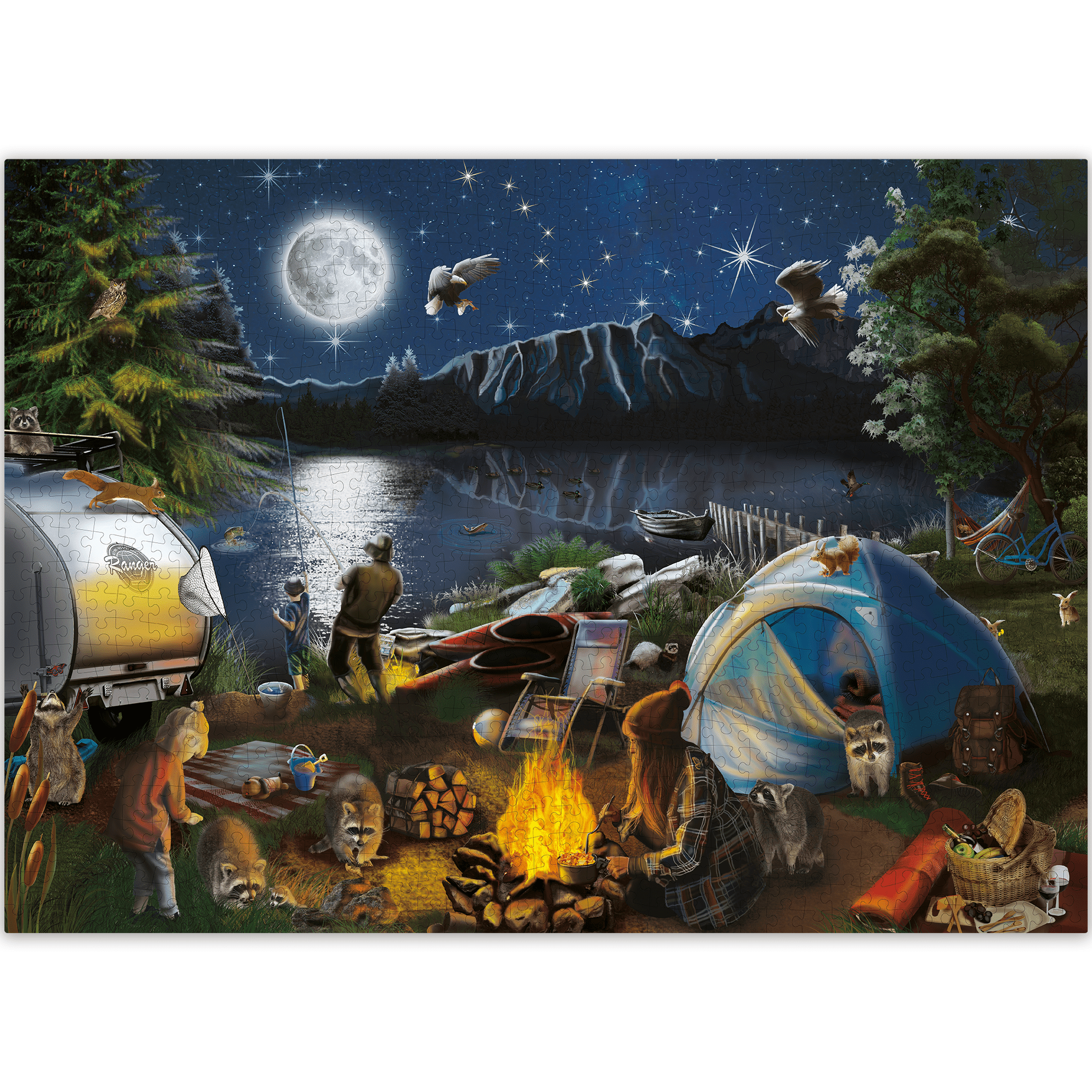 1000 Piece Unique Jigsaw Puzzle for Adults with Campfire 