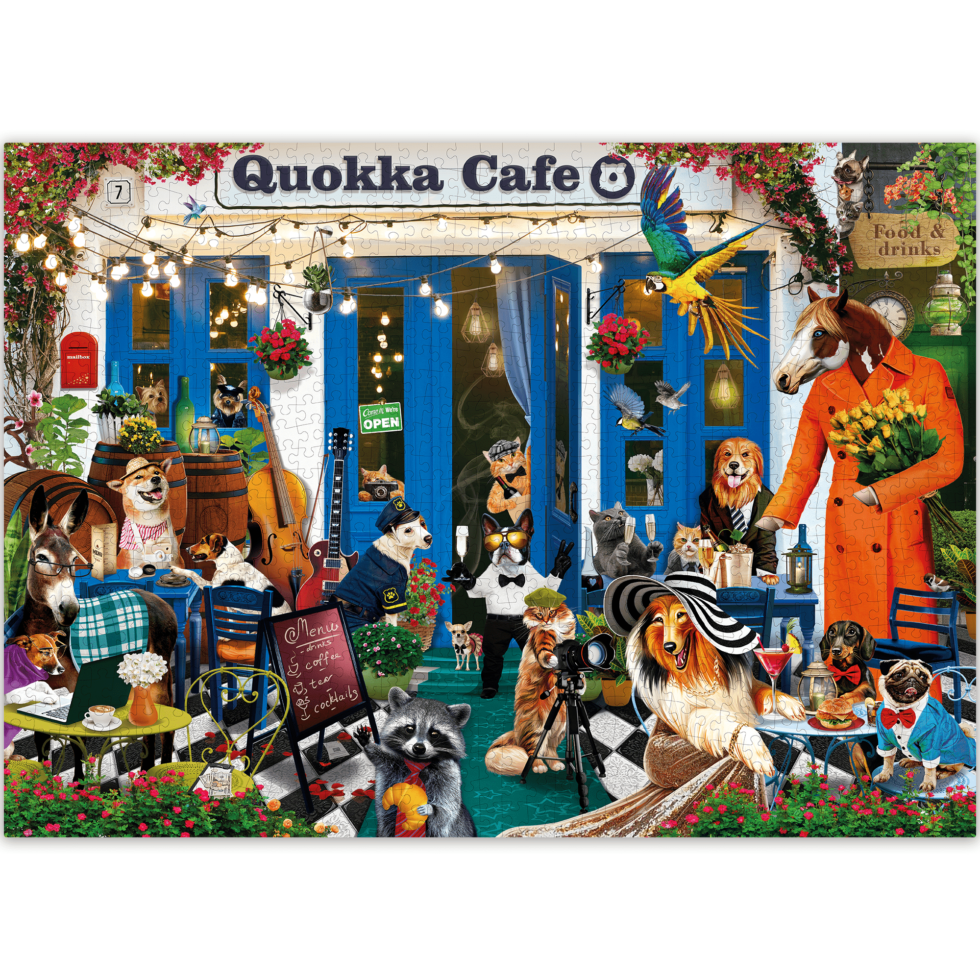 1000 Piece Unique Jigsaw Puzzle for Adults with Animals in Cafe