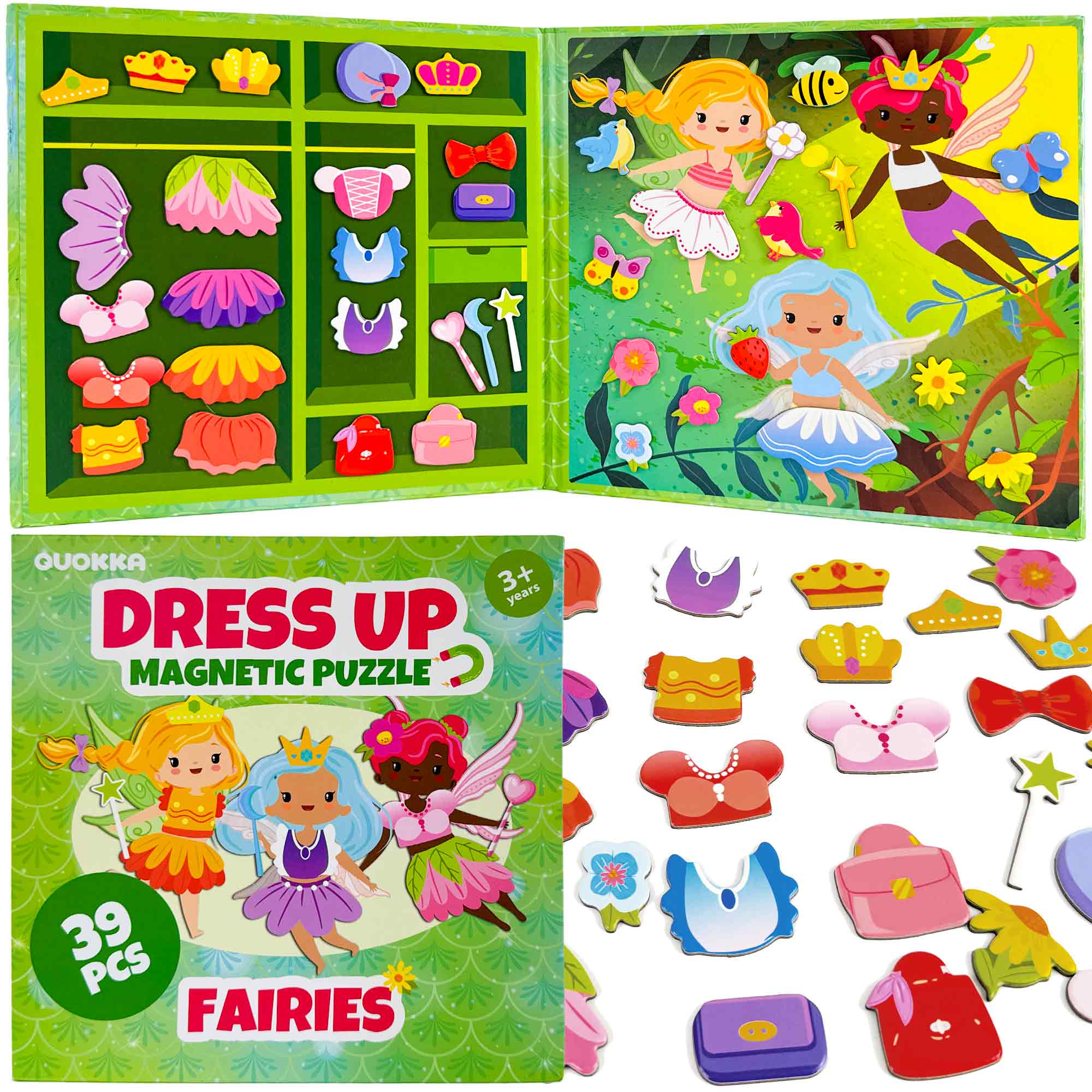 Magnetic Dress-Up Dolls for Kids with 39 Magnetic Pcs | Fairy