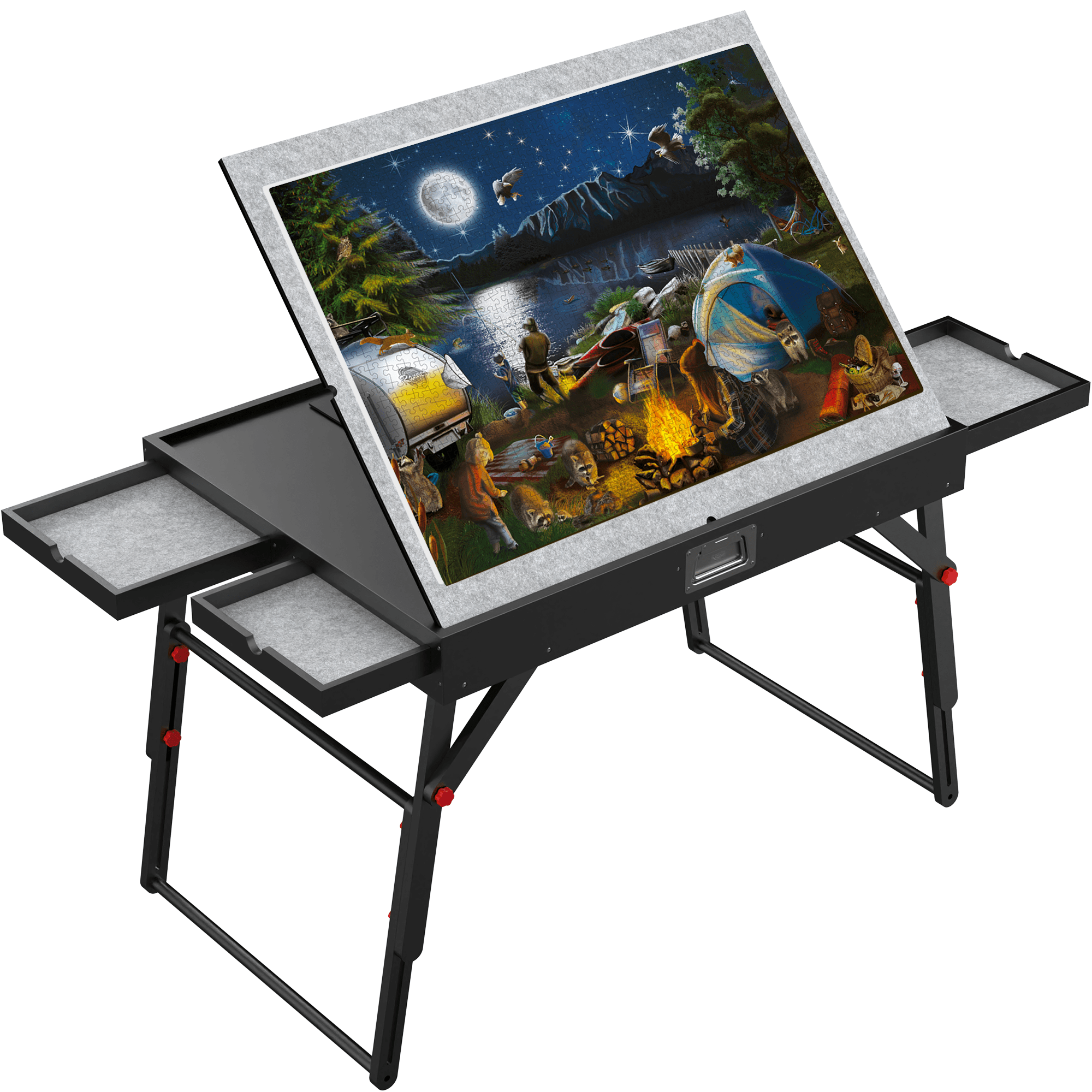 Puzzle Table Black for Adults with Drawers