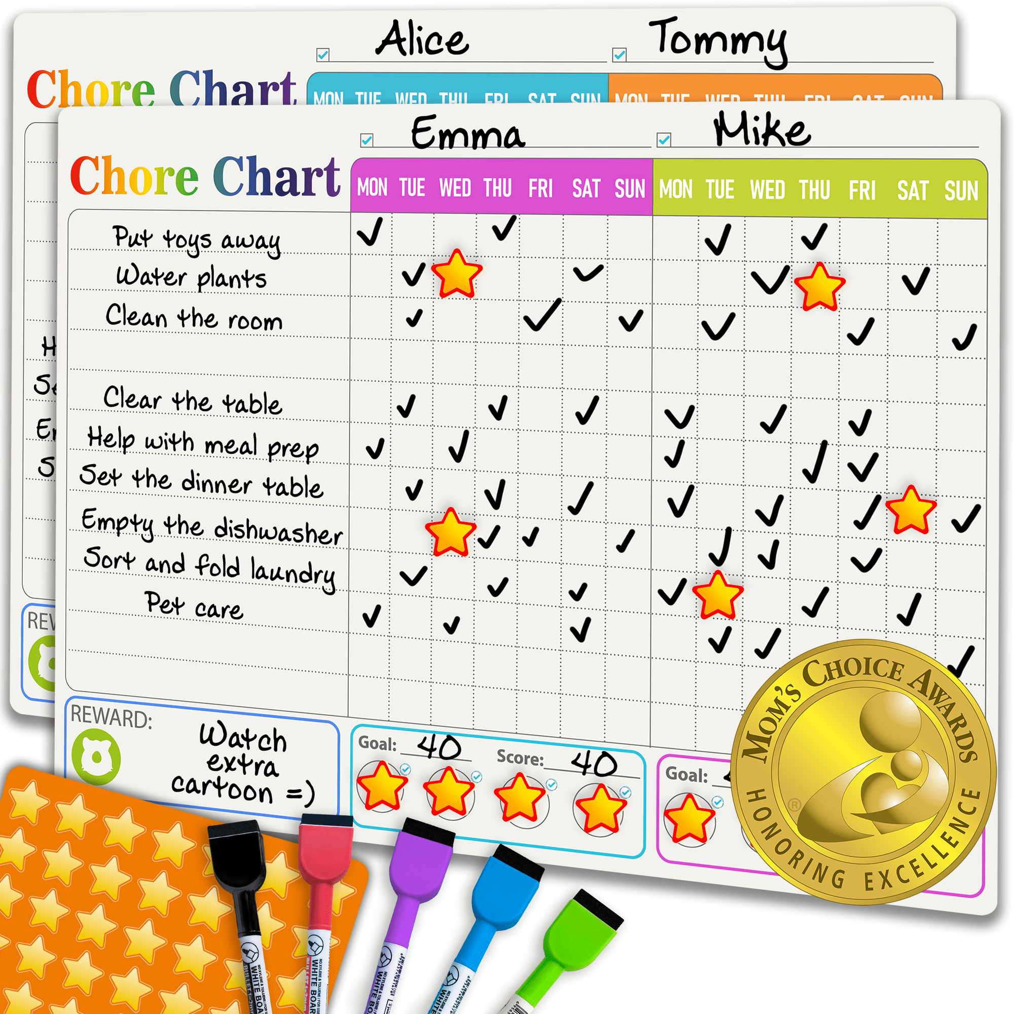 Quokka behavior chore chart for multiple kids accomodates all ages