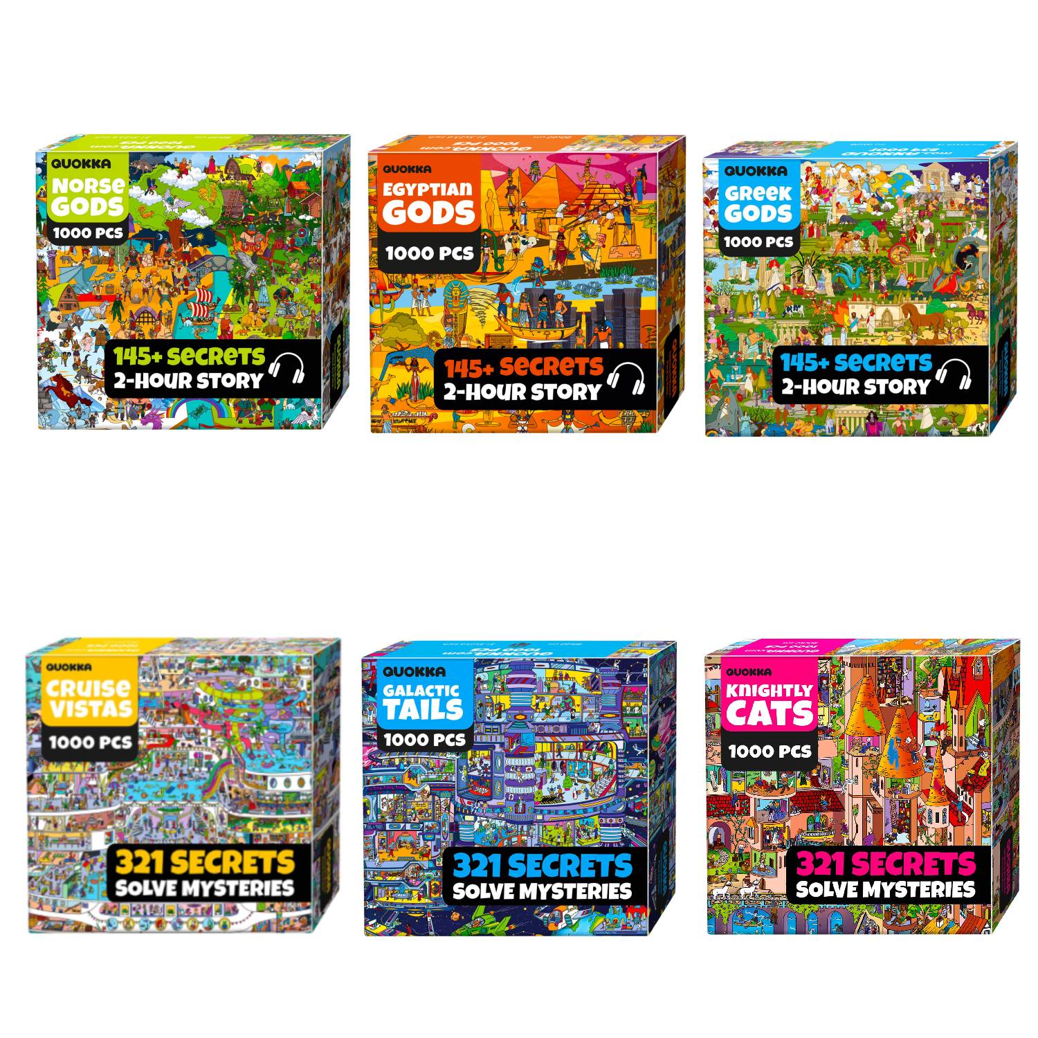 Bundle Set 6x1000 Piece Puzzle for Adults with Extra Fun Challenges