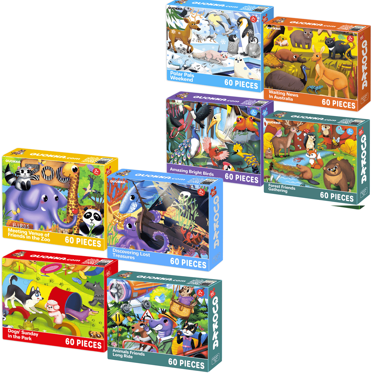 QUOKKA Bundle Set of 8 Puzzles for Kids | Zoo, Birds