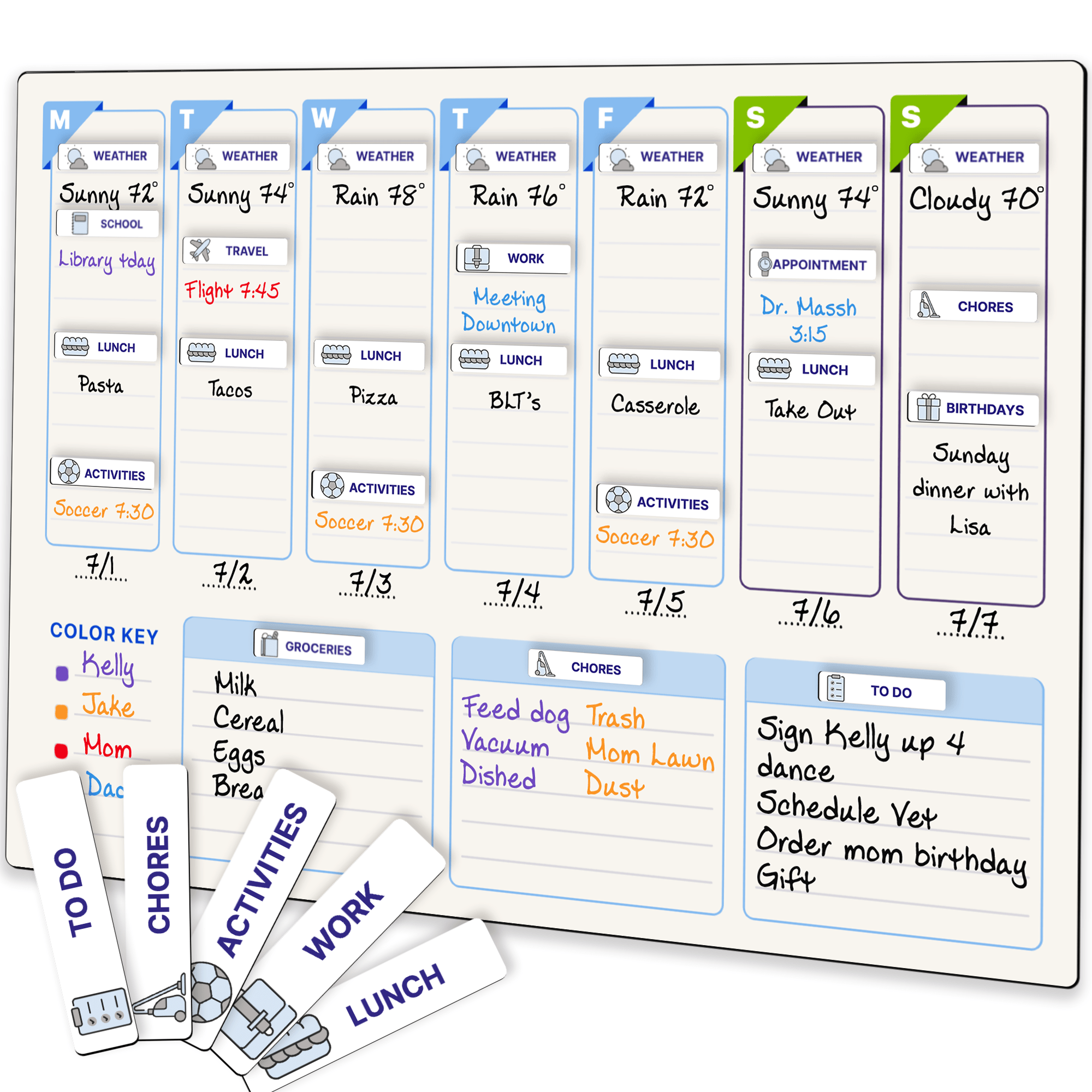 QUOKKA Magnetic Weekly Planner for Kids Chore Chart Calendar