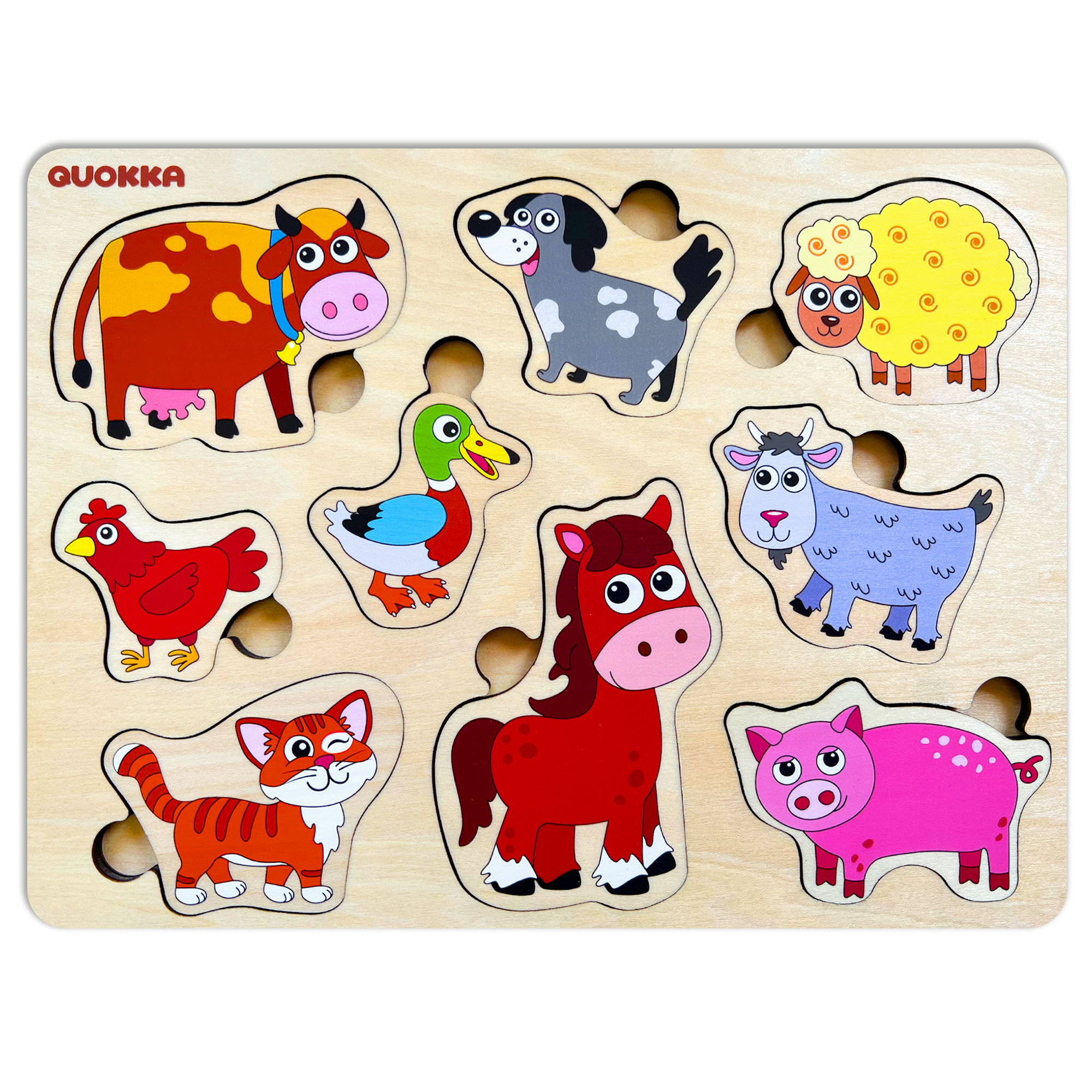 QUOKKA Animals Wooden Puzzles Farm Animals and Bird