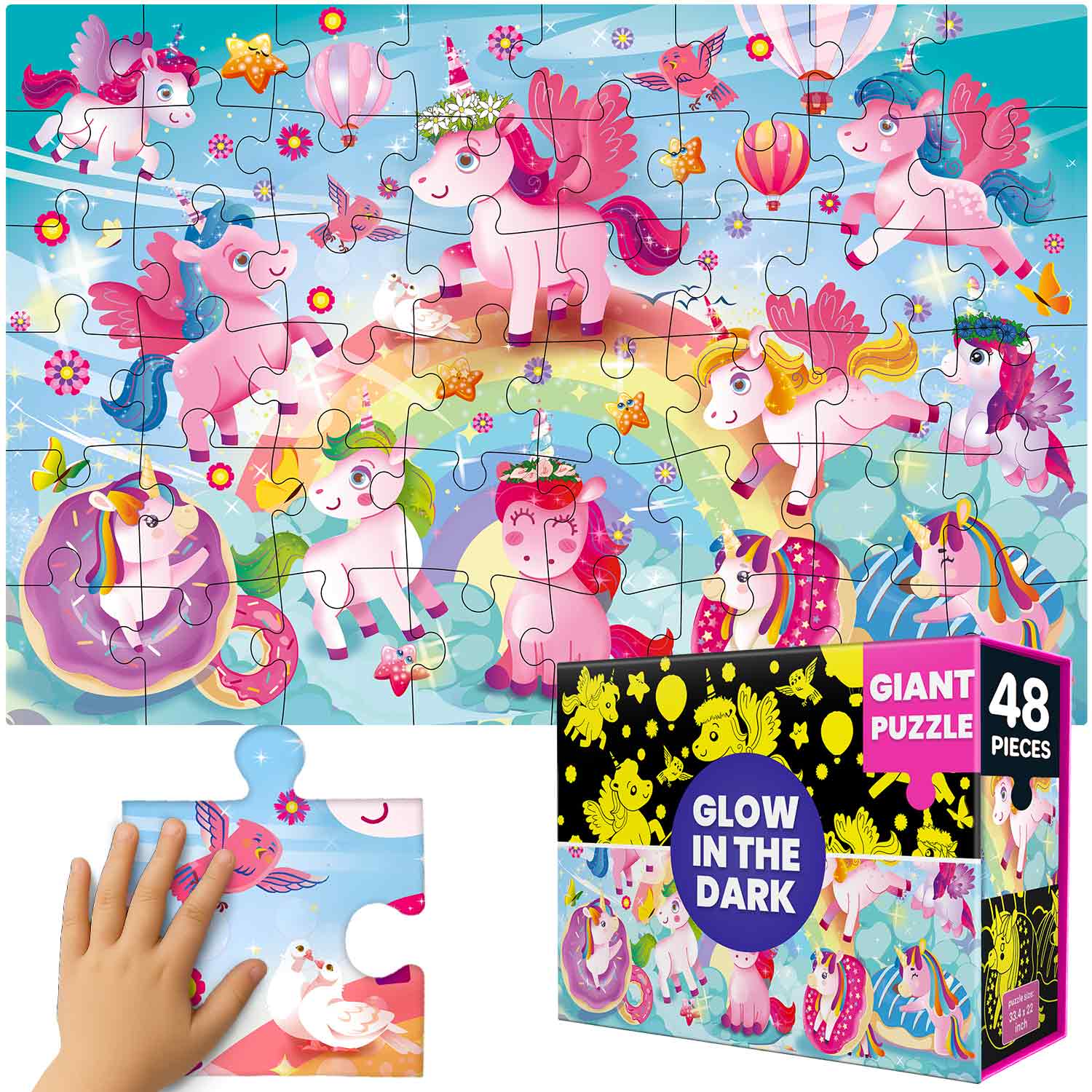 2x3 FT Giant Glow Magical Fantasy Unicorn Scene