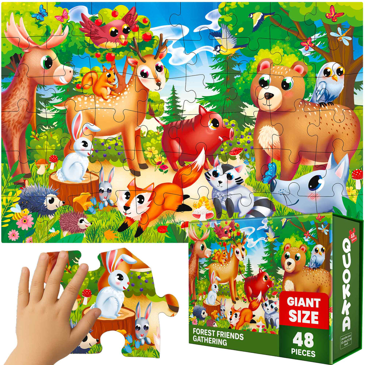 QUOKKA Jigsaw Floor Puzzles Games for Kids 48 Pcs Forest Animals