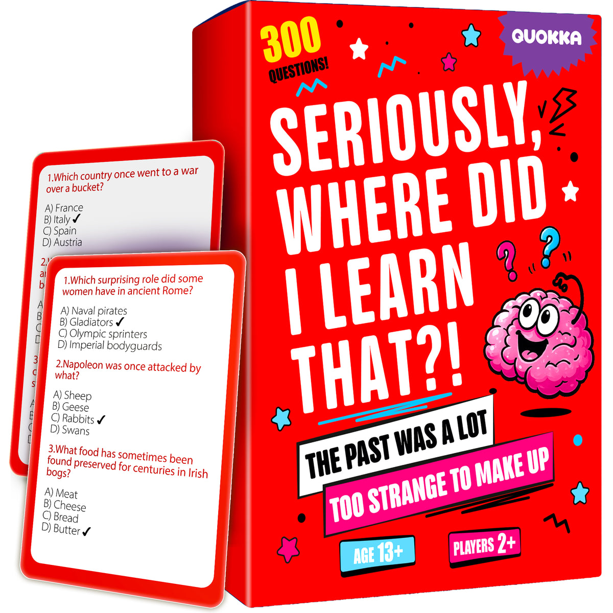 Trivia Card Games for Adults & Teens - 300 Questions on History Facts