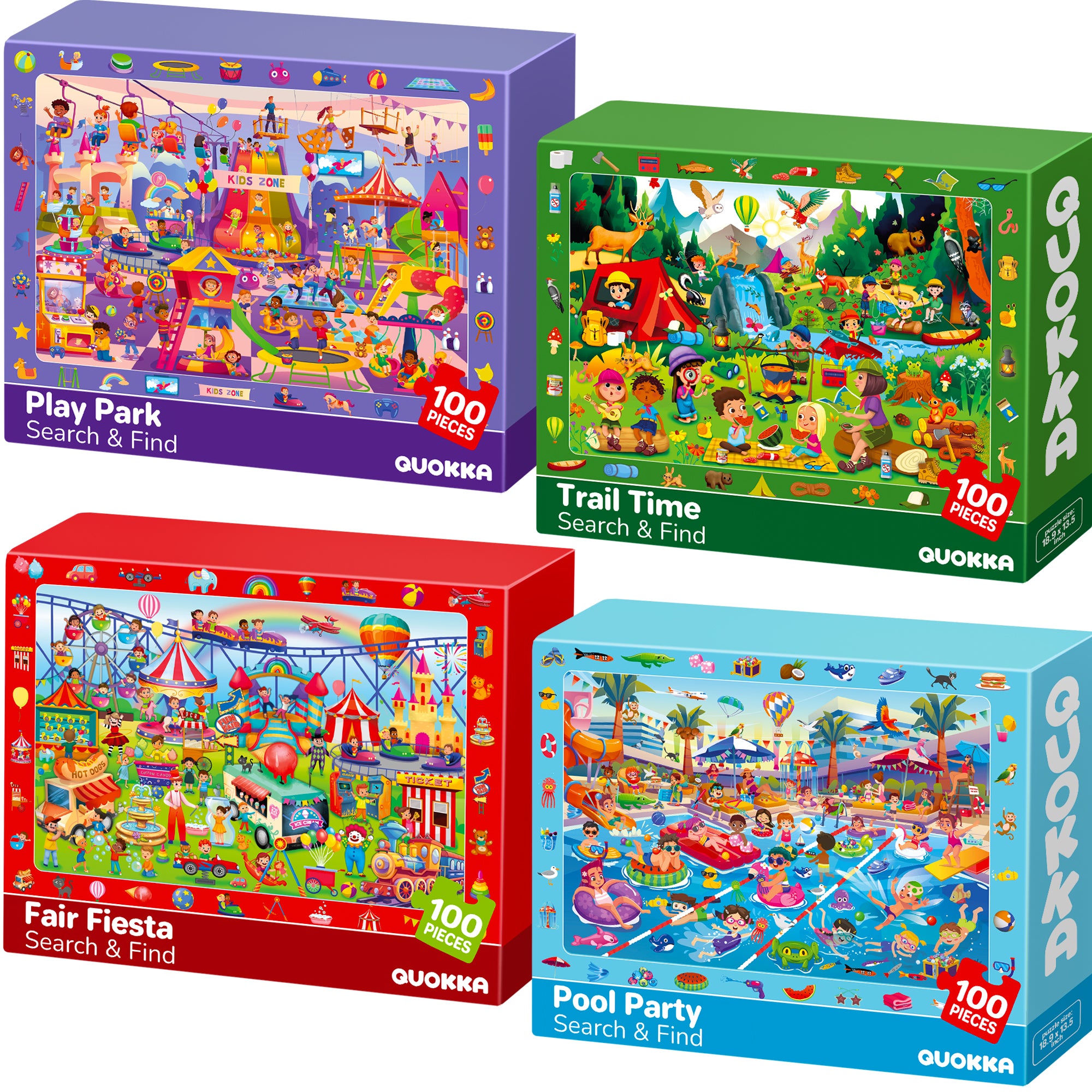 QUOKKA 100 Piece Search & Find Puzzles for Kids with Kids Center