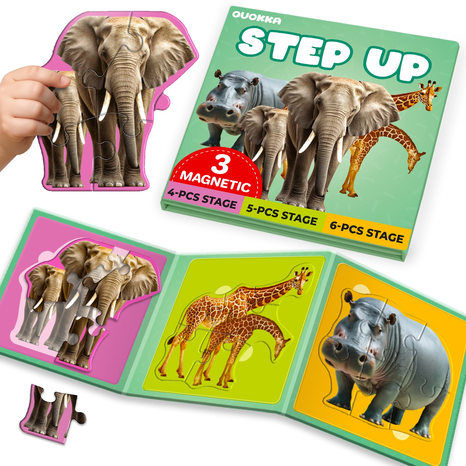 Step Up Magnetic Puzzles for Toddlers - Safari Animals