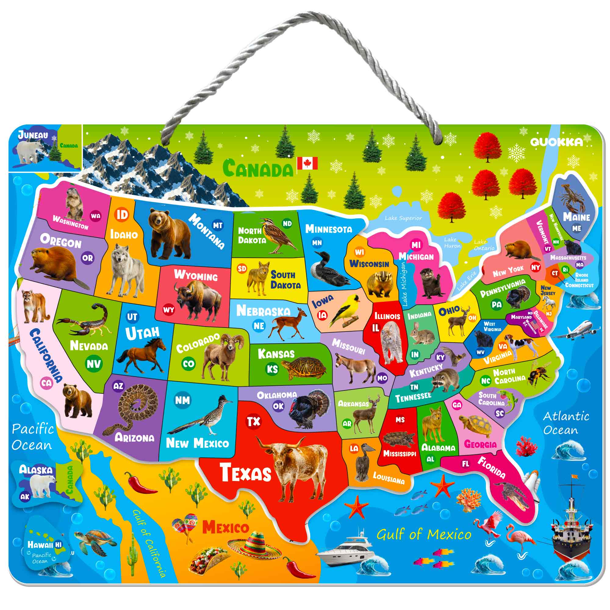 Magnetic Puzzles for Kids - Realistic USA Map