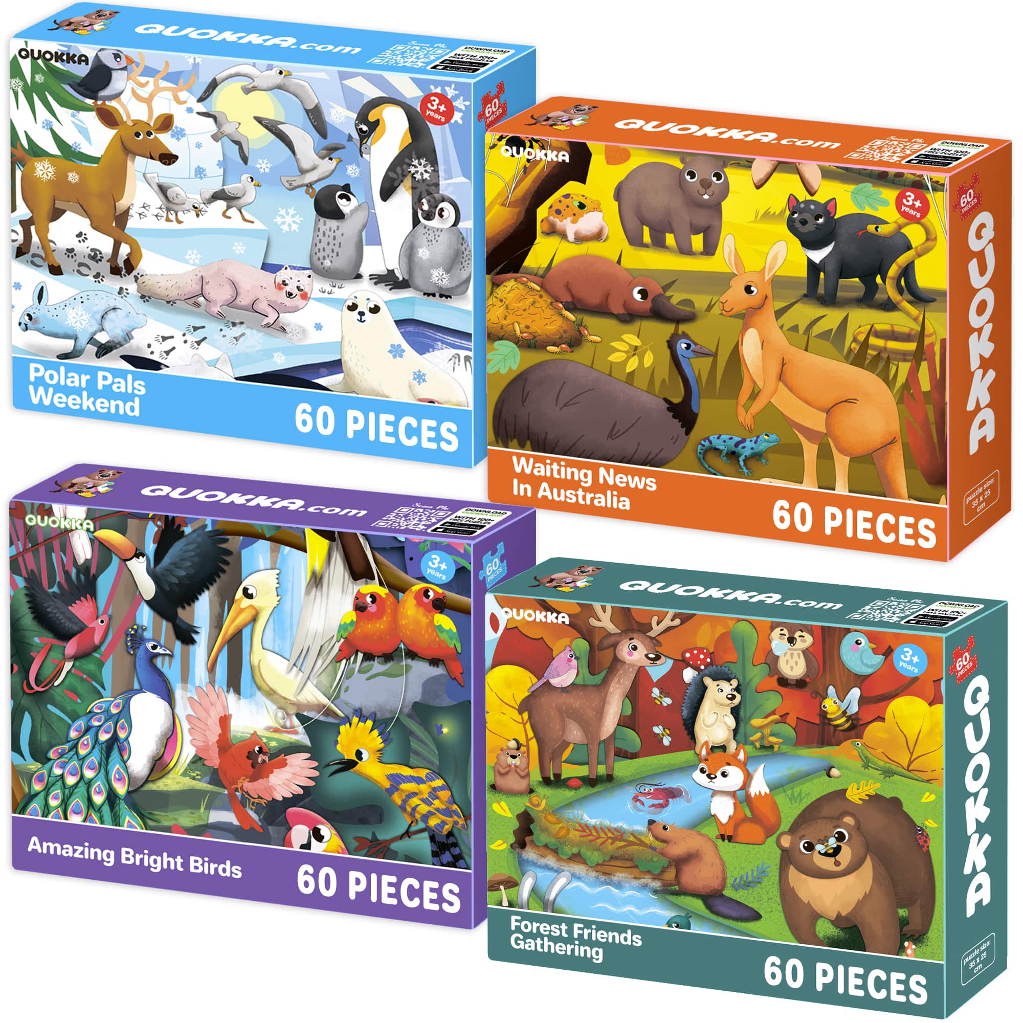 Mega Set 4 30-60 Pcs Search & Find Puzzles for Kids | Animals (Variation)