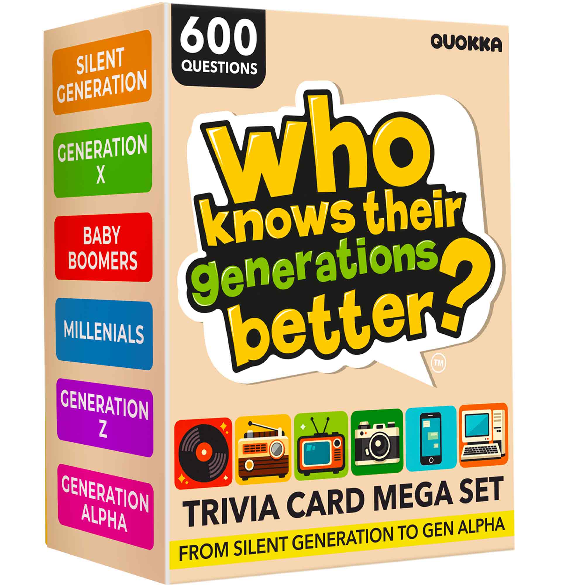 Trivia Card Game  Who Knows Generations Better? for Family