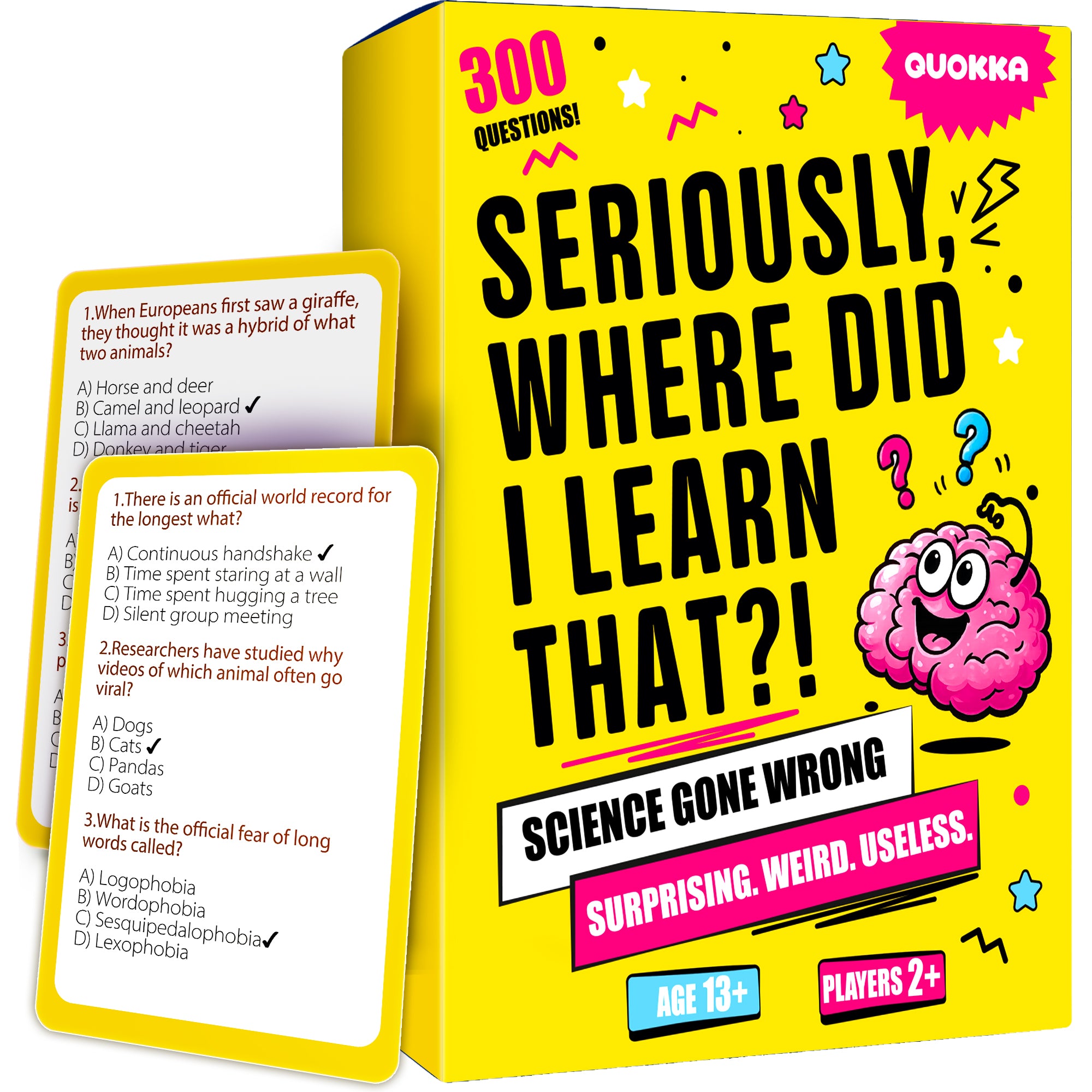 Trivia Card Games for Adults & Teens - 300 Questions on Science Facts