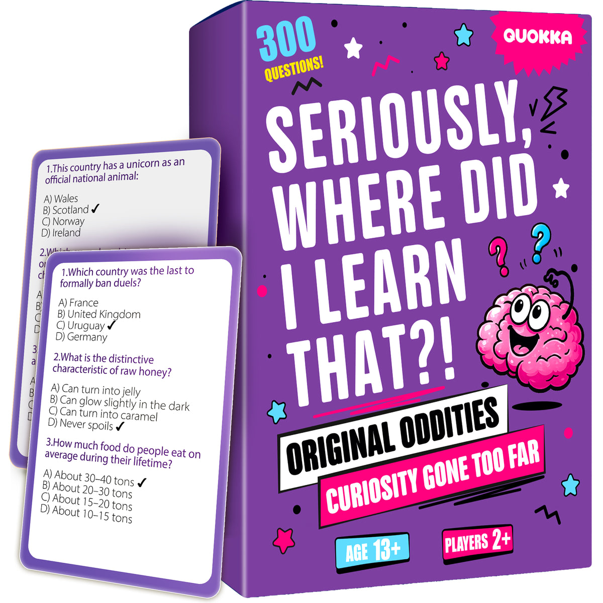 Trivia Card Games for Adults & Teens - 300 Questions on World Facts