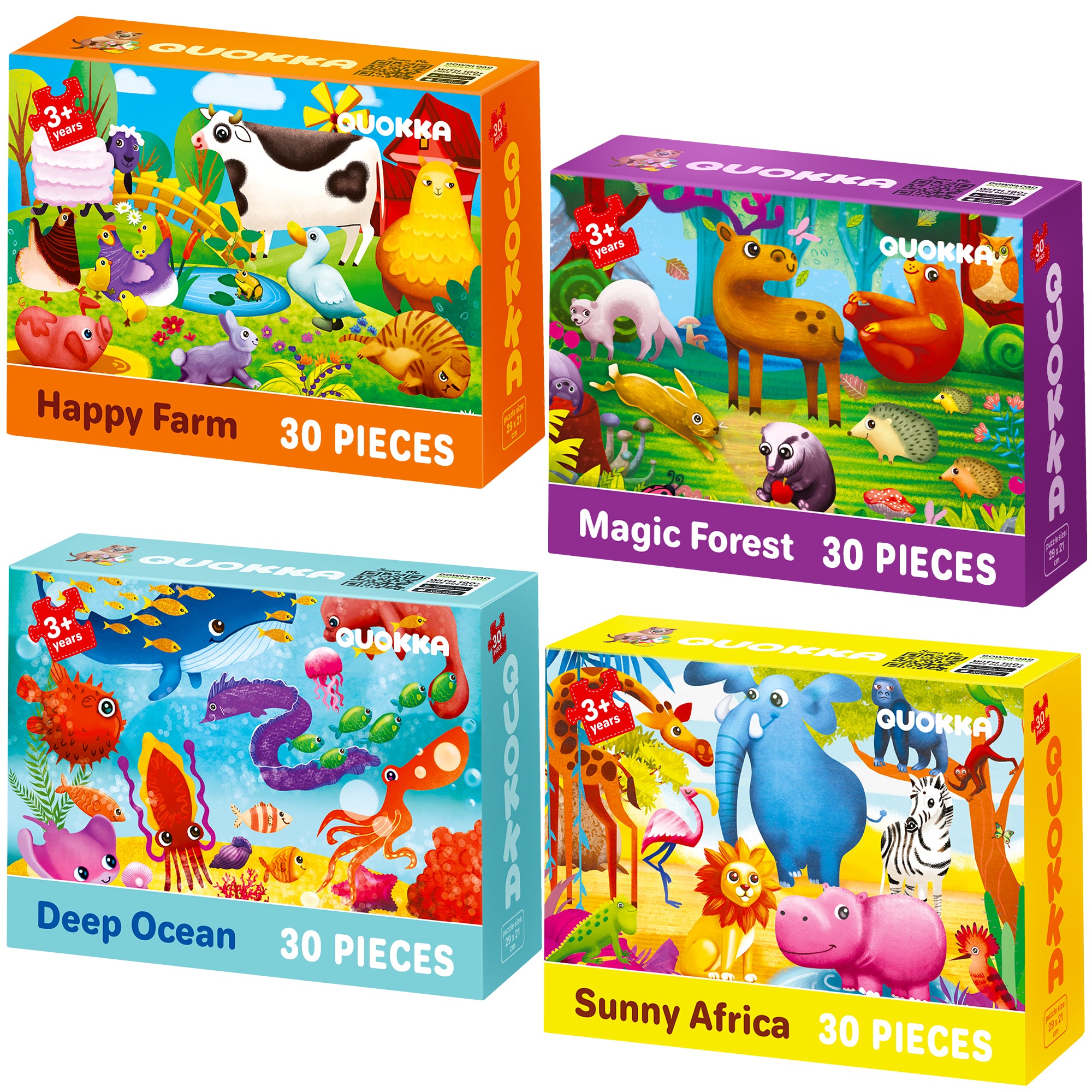30 Piece Puzzles for Kids | Forest,  Ocean & Africa Animals