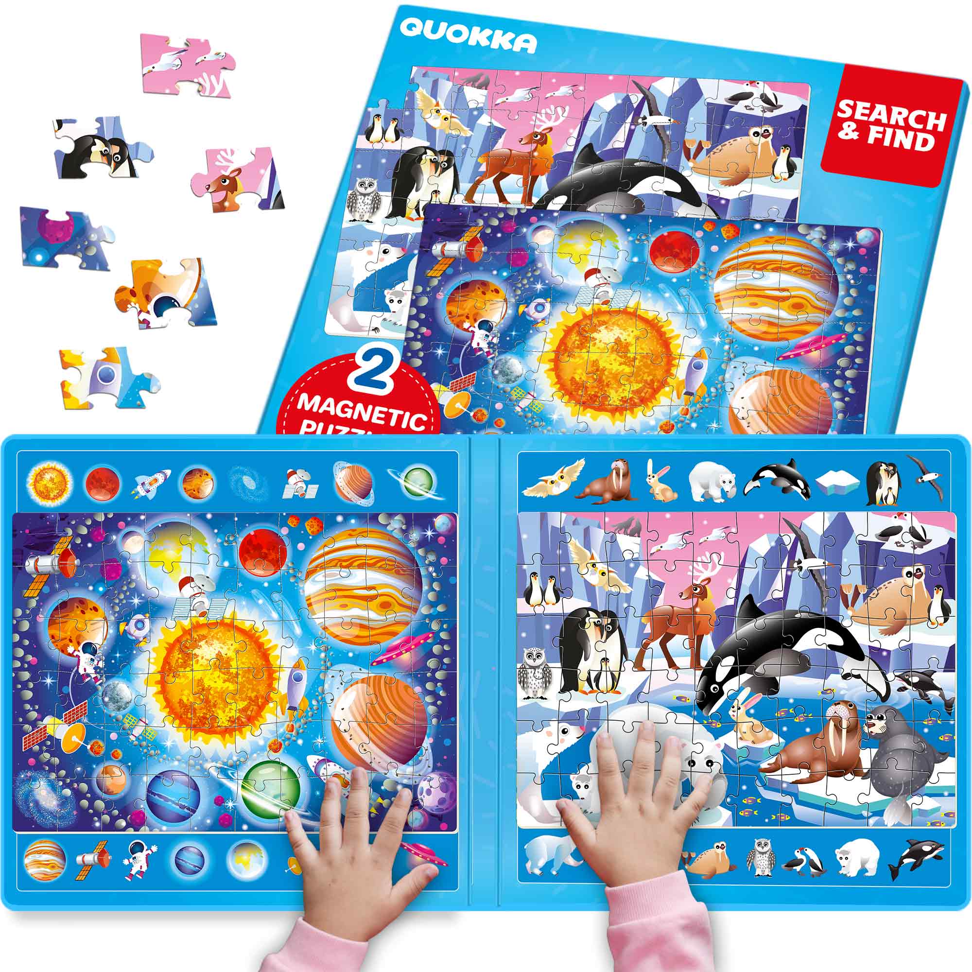 Magnetic Puzzle 2x60 Pcs Puzzles for Kids - Space & Polar