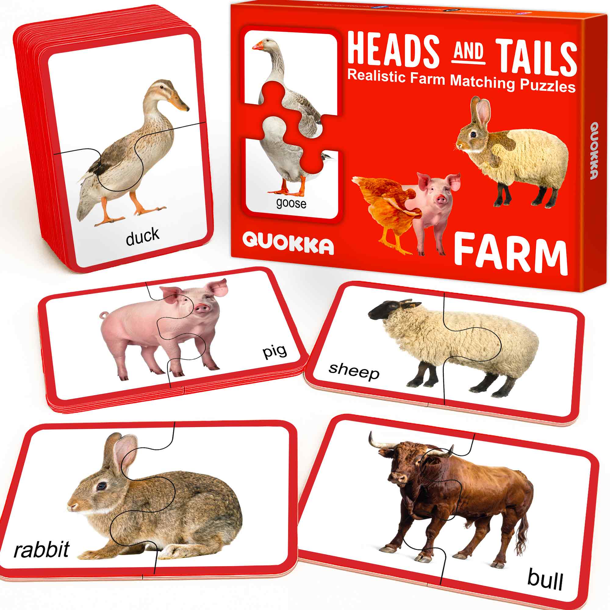Matching Puzzle for Toddlers - 16 Realistic Pairs Farm Animals