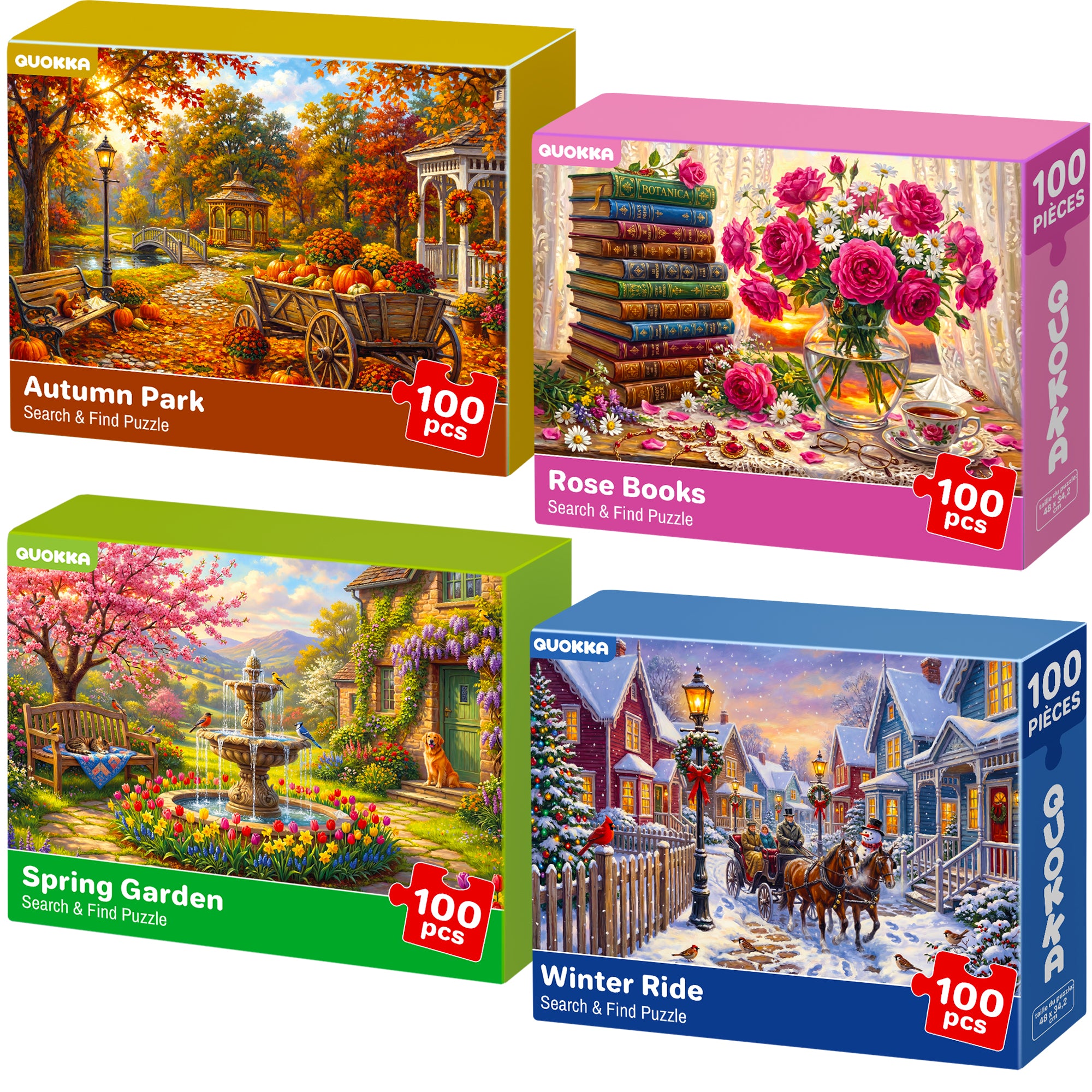 100 Pcs Search & Find Dementia Puzzles for Elderly - Nature