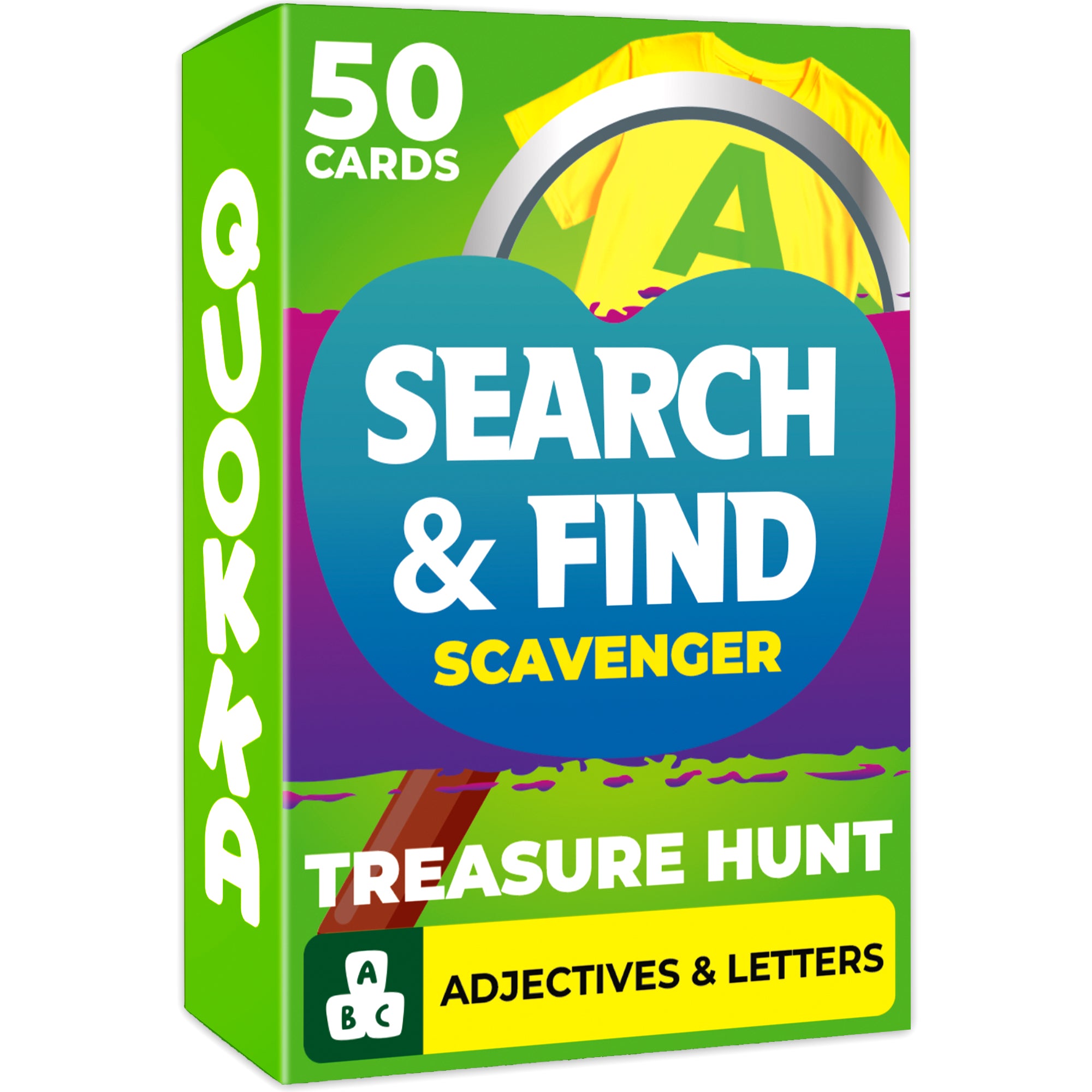 Scavenger Hunt Game  50 Cards for Kids | Adjectives & Letters