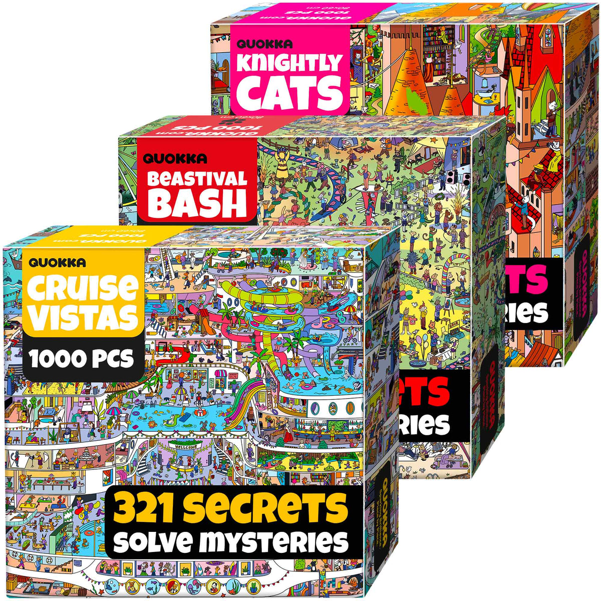 Bundle Set 3x1000 Piece Puzzle for Adults with Fun Challenges