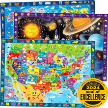 Load image into Gallery viewer, 100 Piece Search &amp; Find Floor Jigsaw Puzzles for Kids | Maps &amp; Space
