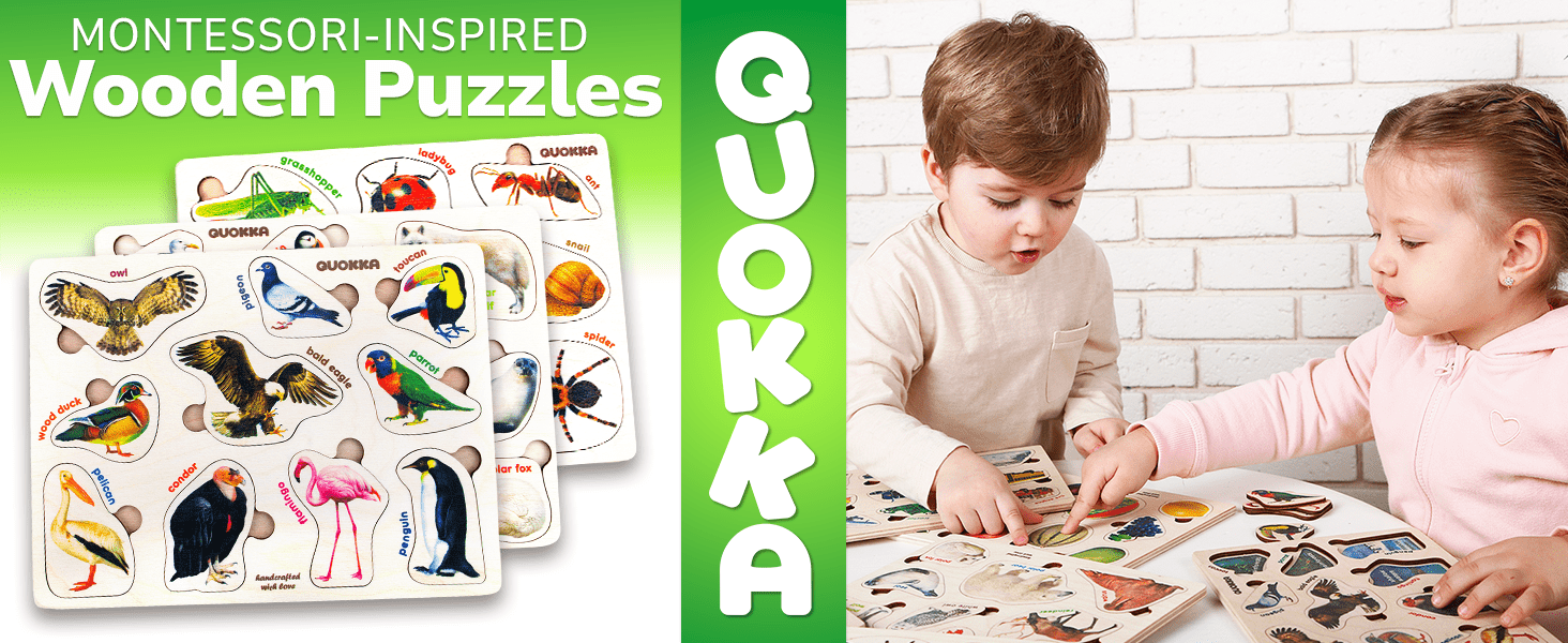 Wooden Puzzles for Toddlers with Real Animals