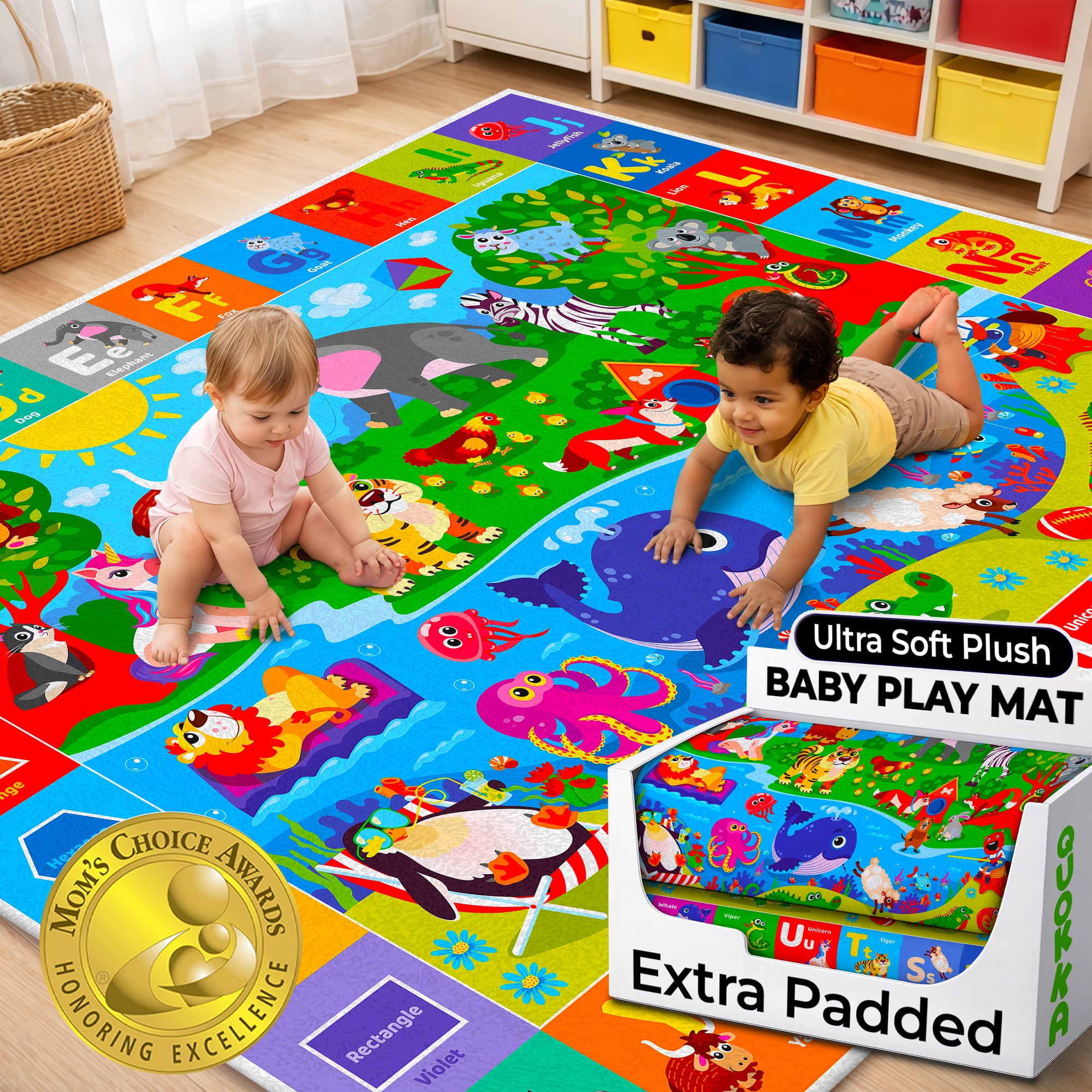 watanababyページ‼️マッドブラック３段BOX Large Baby Play Mat for Floor | Plush ABC Playmat for Toddlers