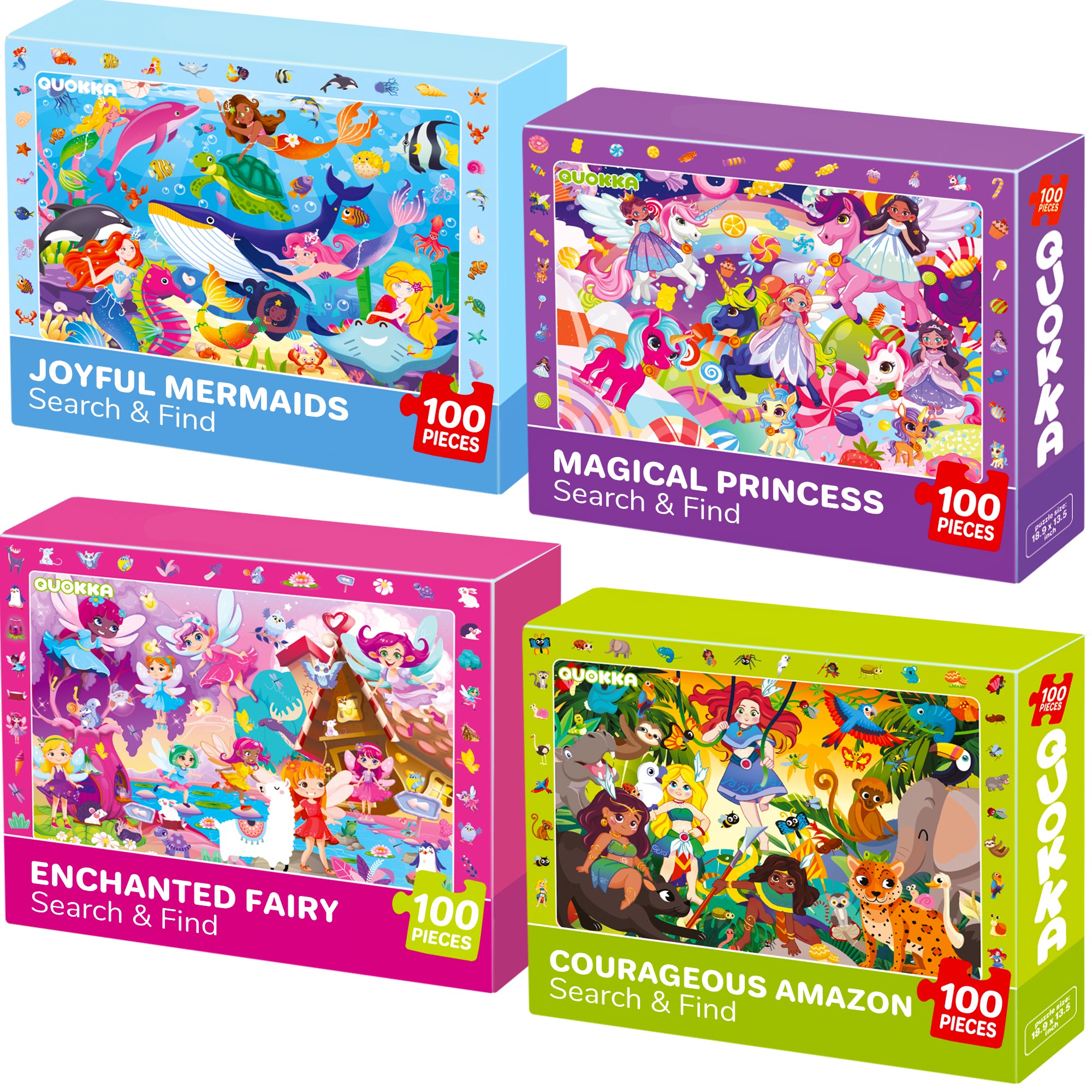 100 Pcs Puzzles for Kids | Unicorns, Amazonians