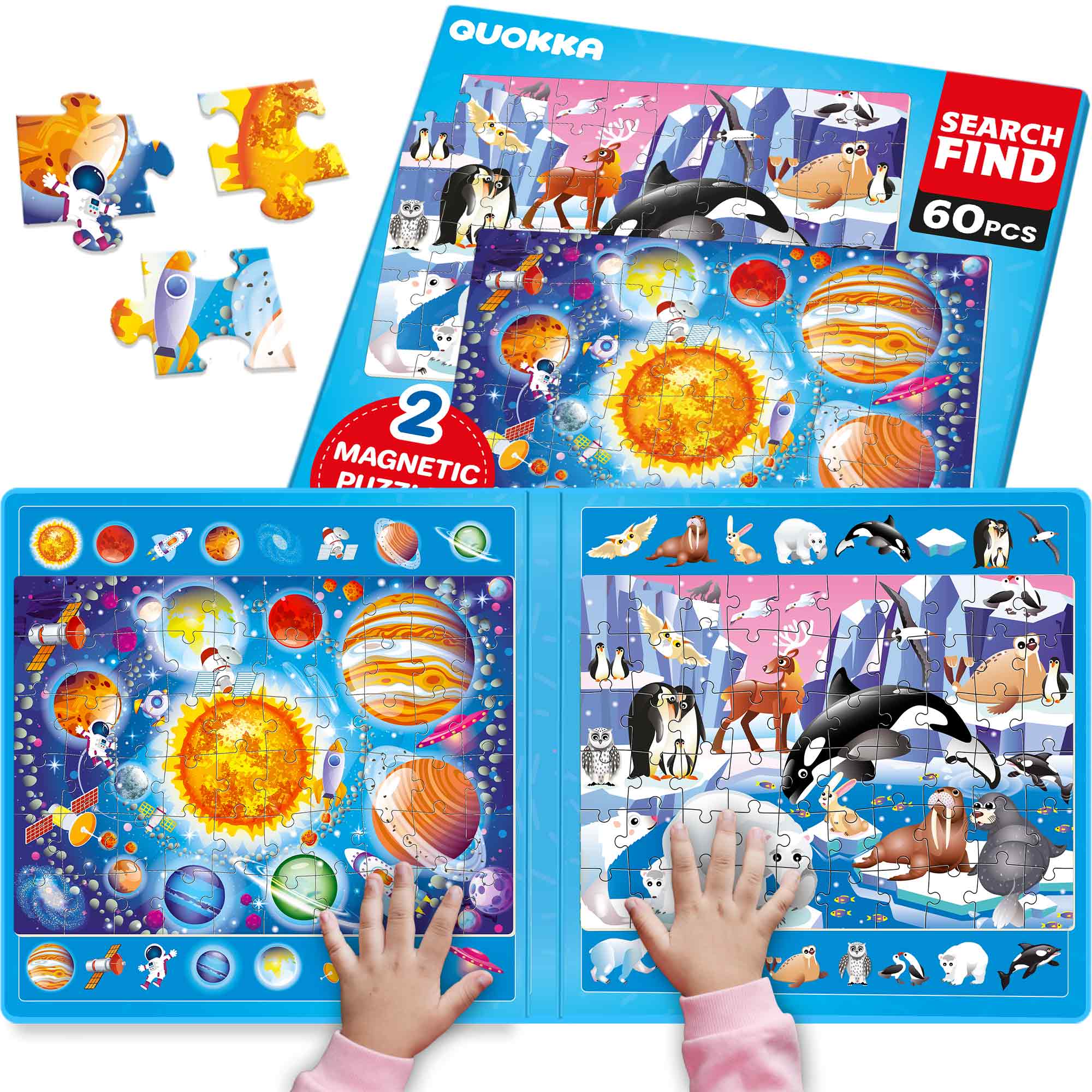 Magnetic Puzzle 2x60 Pcs Puzzles for Kids - Space & Polar