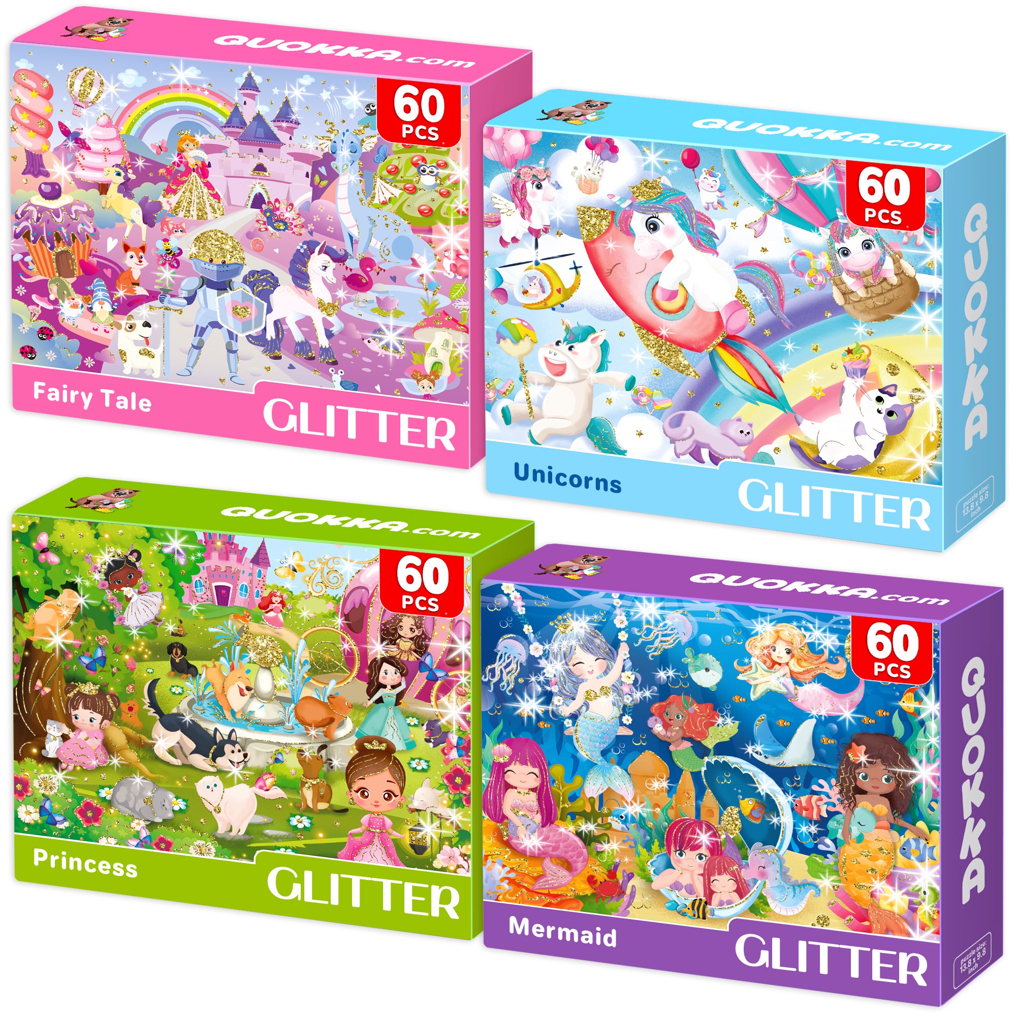 60 Piece Puzzles for Kids | Unicorns, Mermaids, Princesses & Fairy Tal