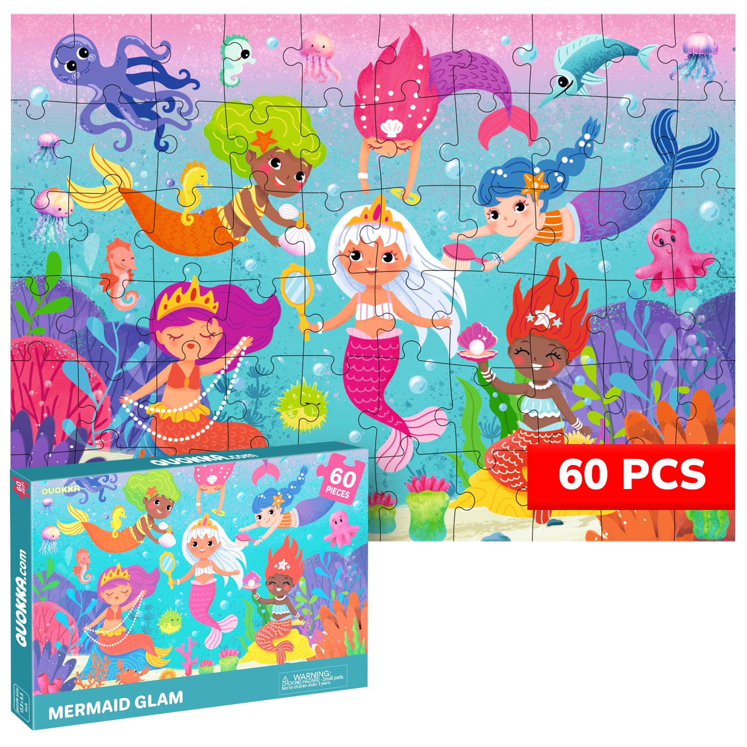 60 Pcs Puzzles for Kids - Mermaid