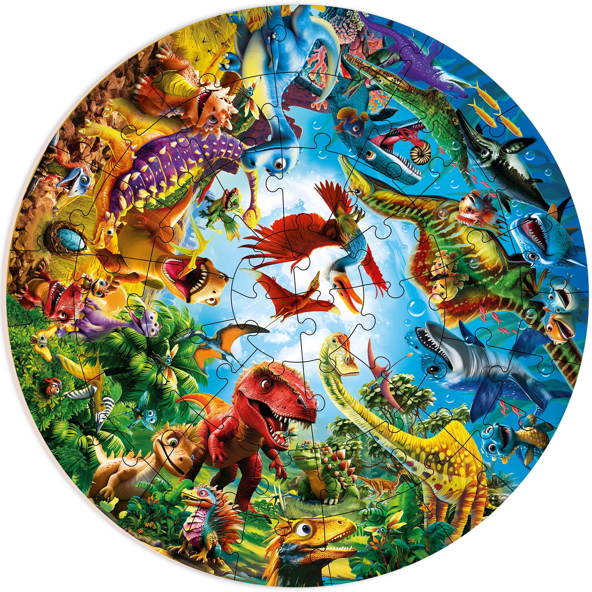 QUOKKA 48 Piece Round Puzzles Dino