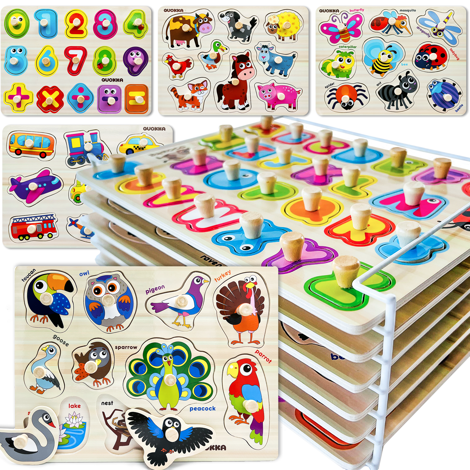 VAR Rack Wooden Puzzles for Toddlers| Numbers & Animals
