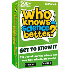 Load image into Gallery viewer, Who Knows Science Better Kids &amp; Family Card Quiz Game - QUOKKA
