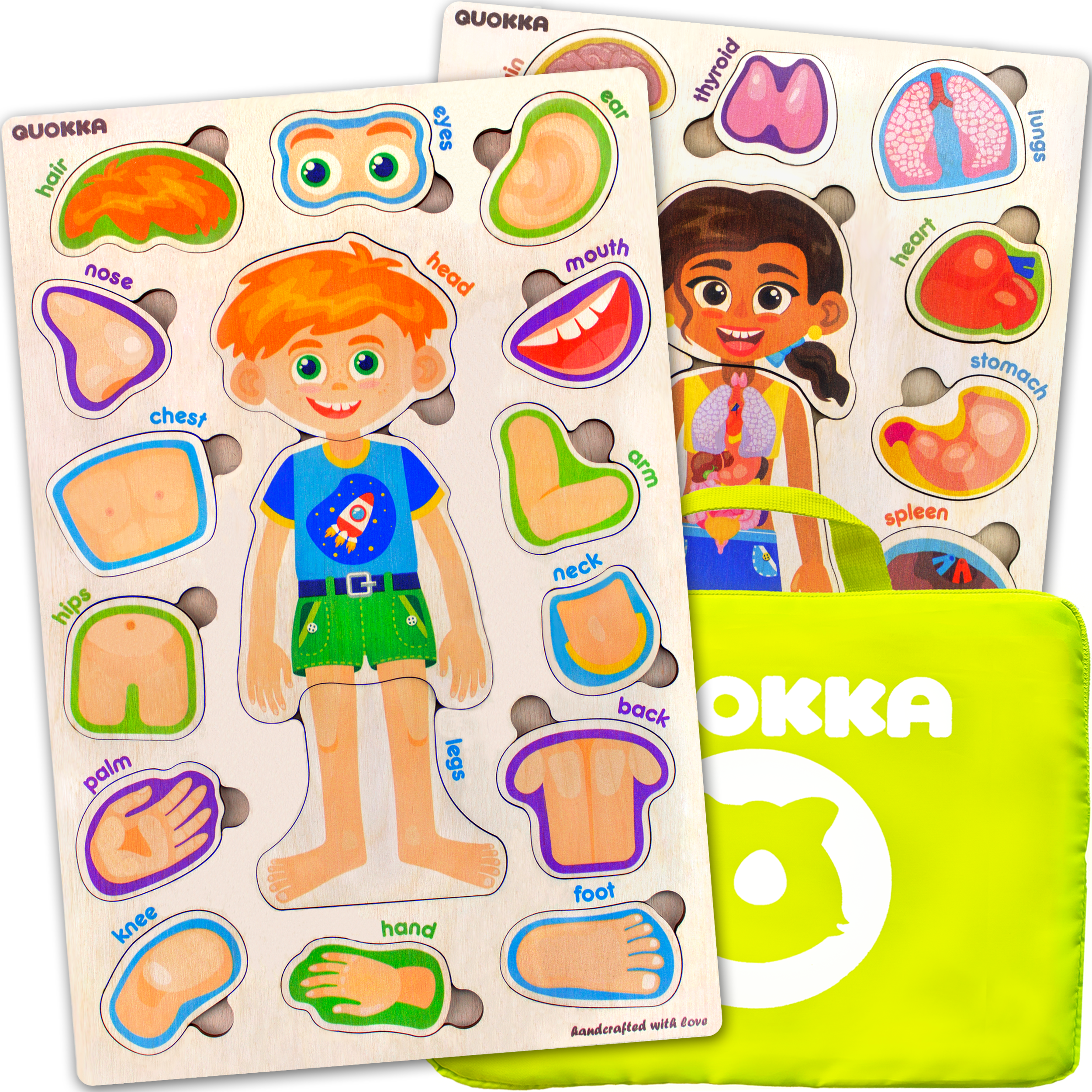 Multipack of 5 Kids Puzzles for Boys and Girls - USA & World Map | Body Parts & Human Anatomy