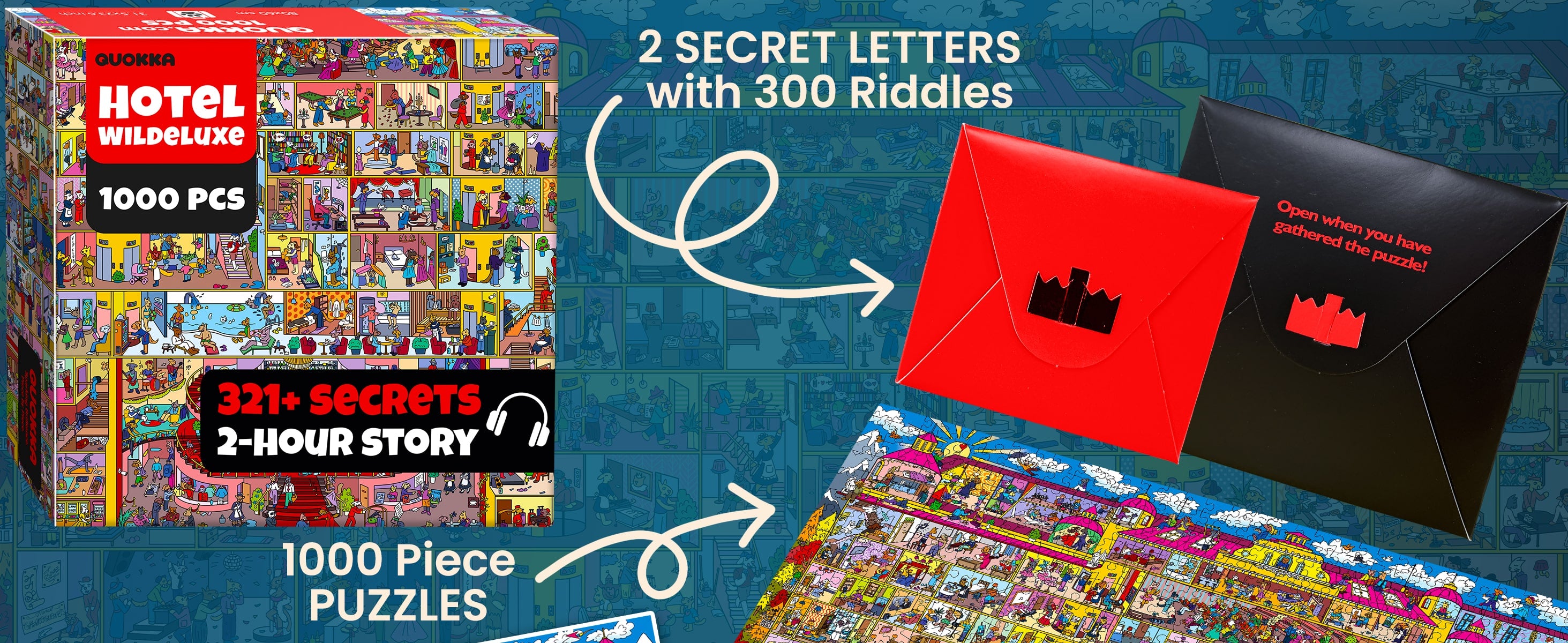 QUOKKA 1000 Piece Jigsaw – Hidden Tasks, Audio Story & Premium Fit