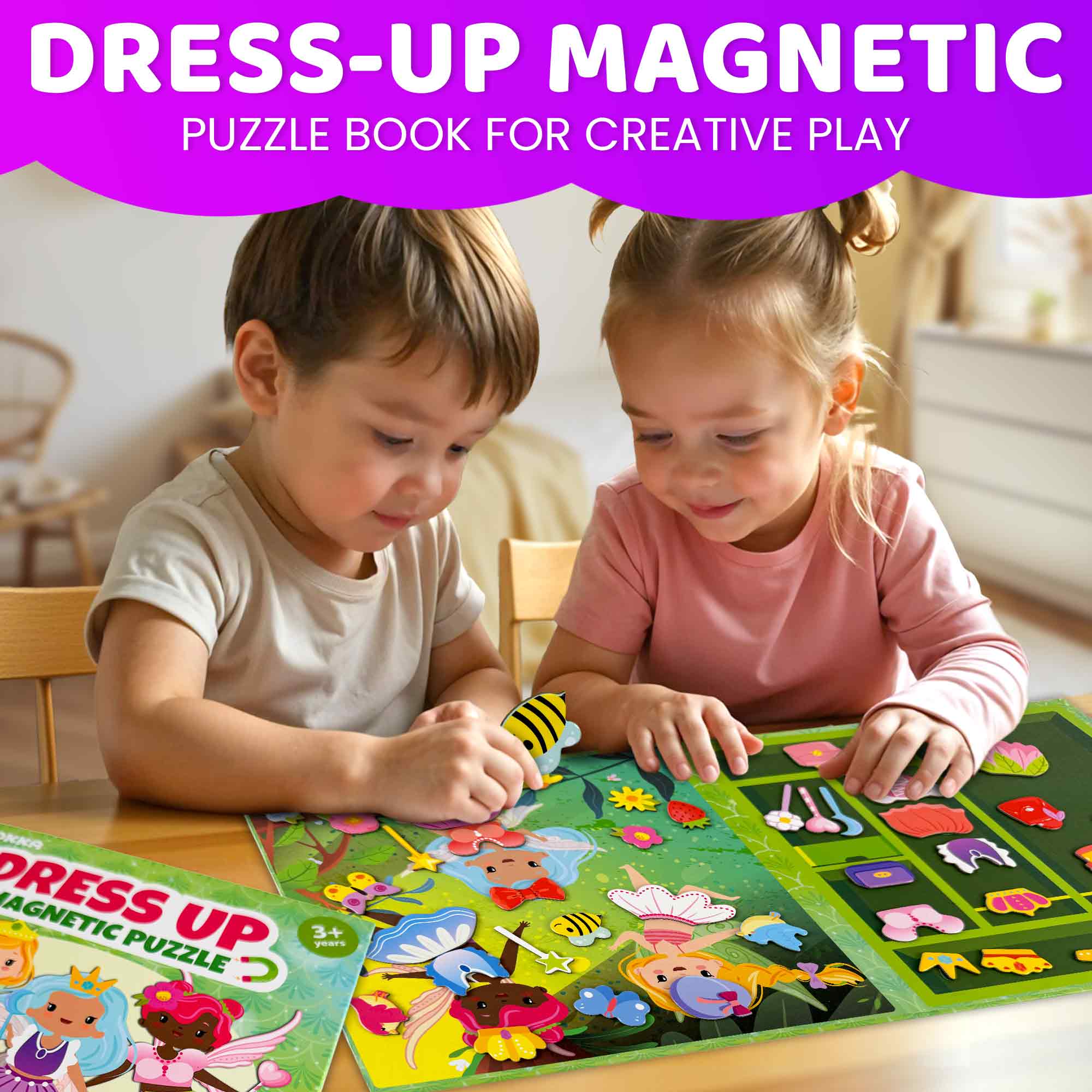 Magnetic Dress-Up Dolls for Kids with 39 Magnetic Pcs | Fairy